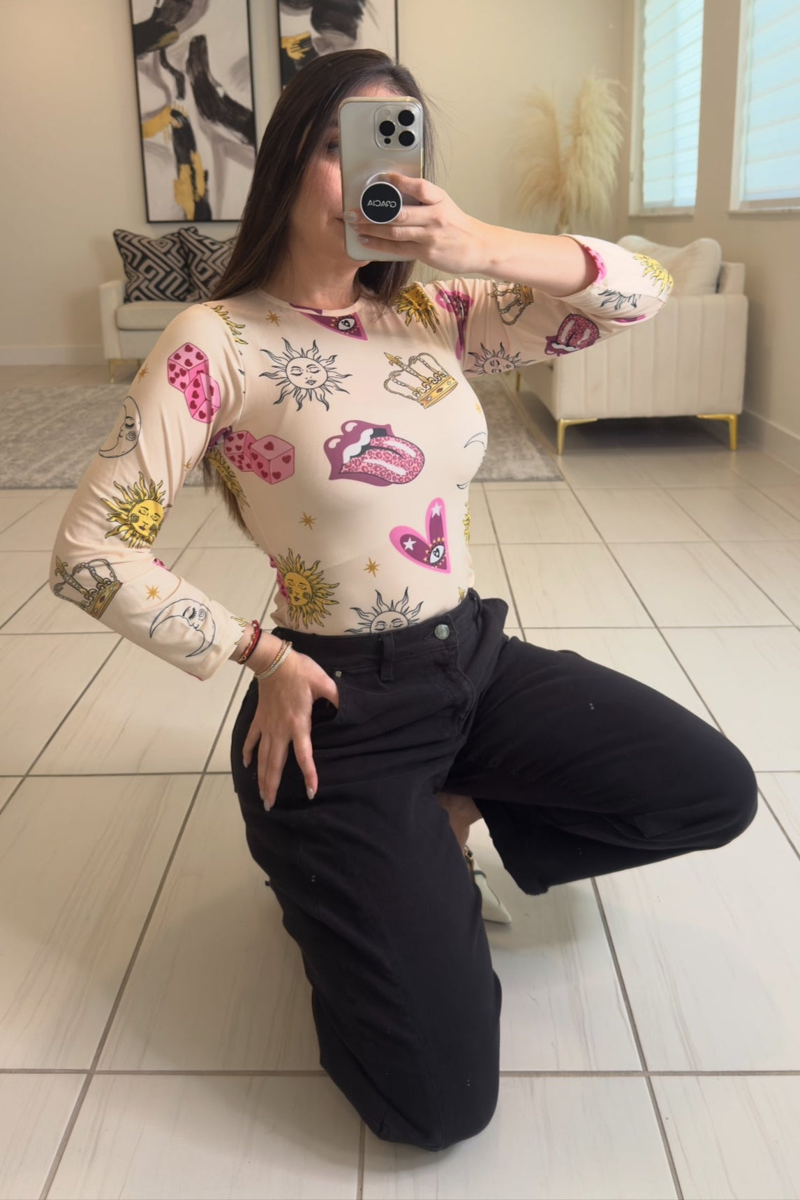 Magical Constellation Beige Top