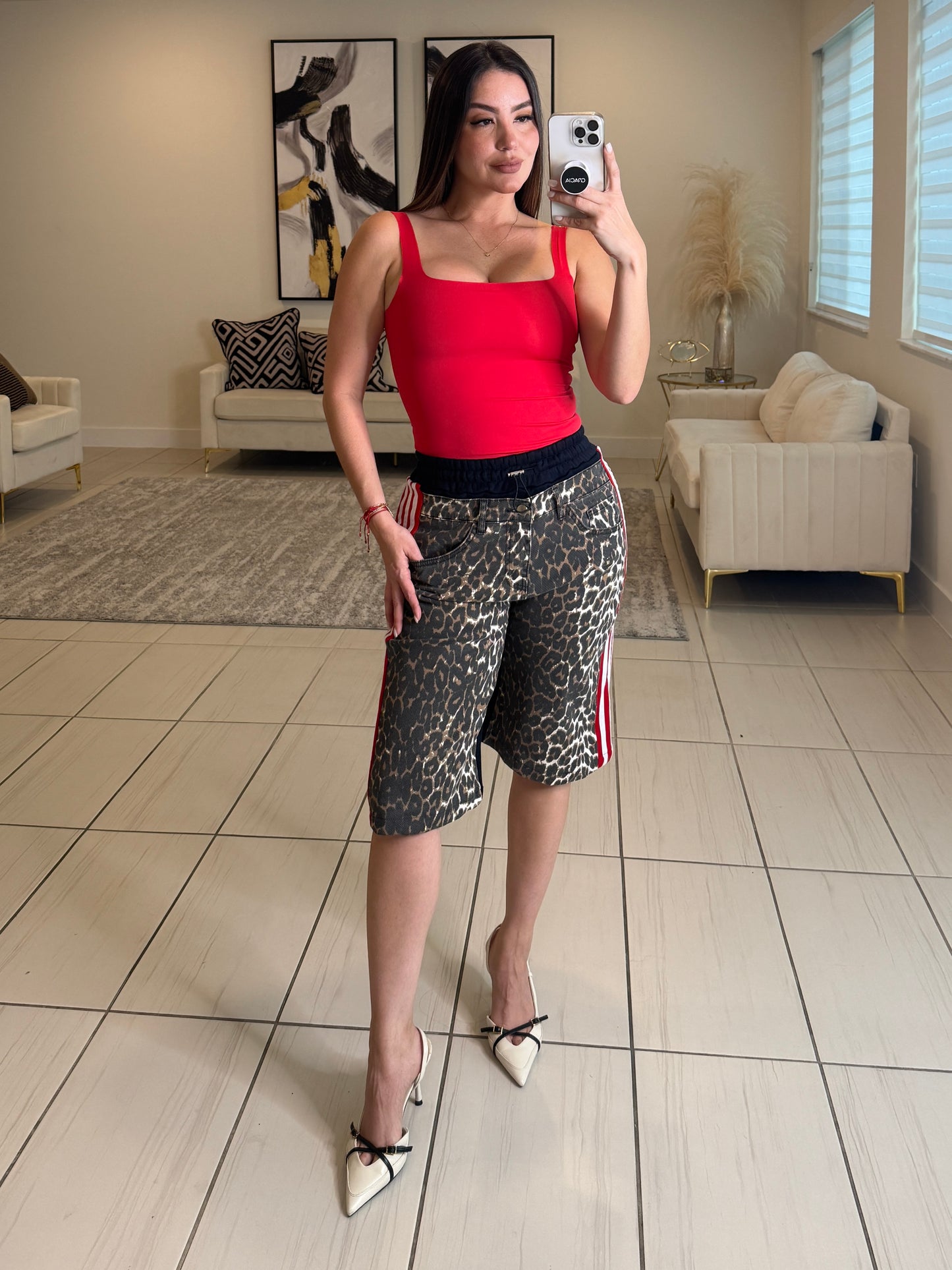 Wild Leopard Red Strip Short