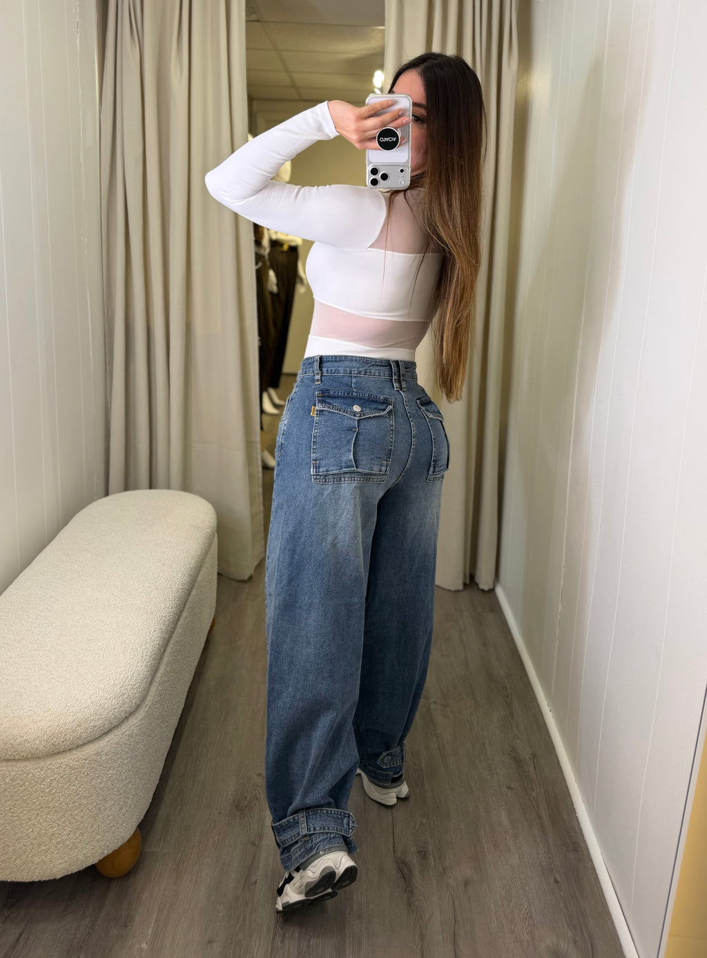 Slouchy Buckle Blue Denim Pants