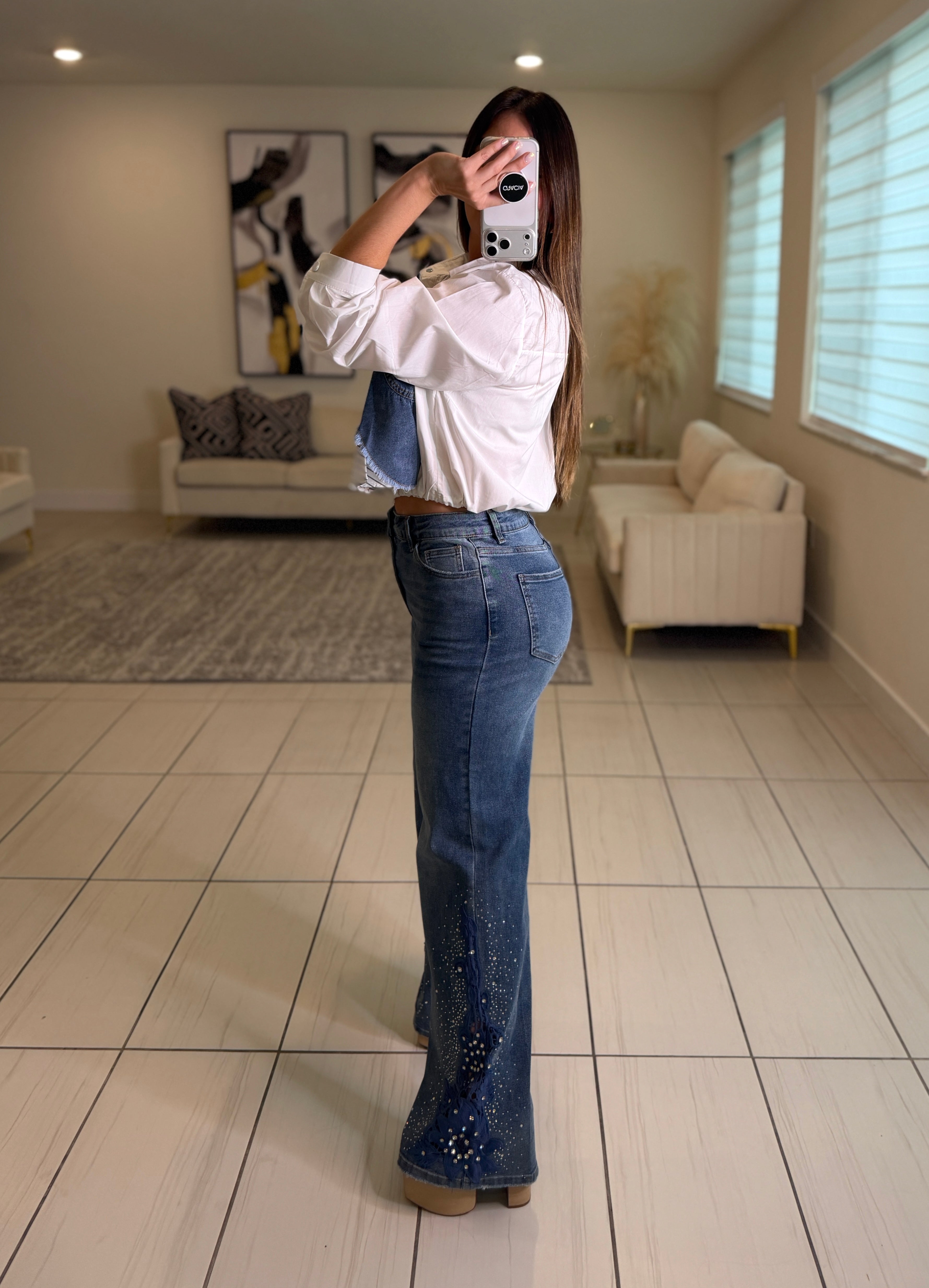 Desired Embroidery Denim Pants