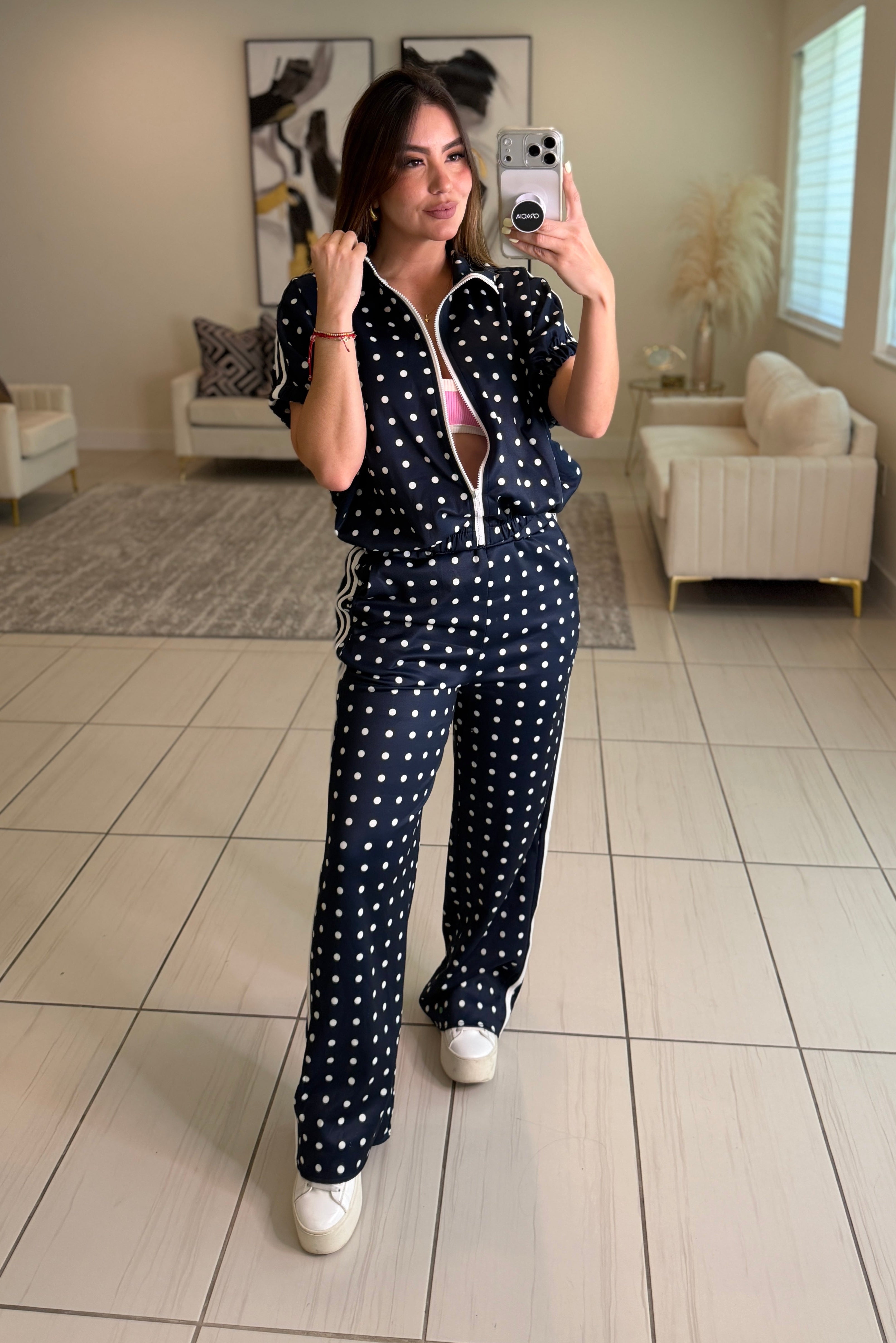 Italian Dots Navy Blue Pants Set