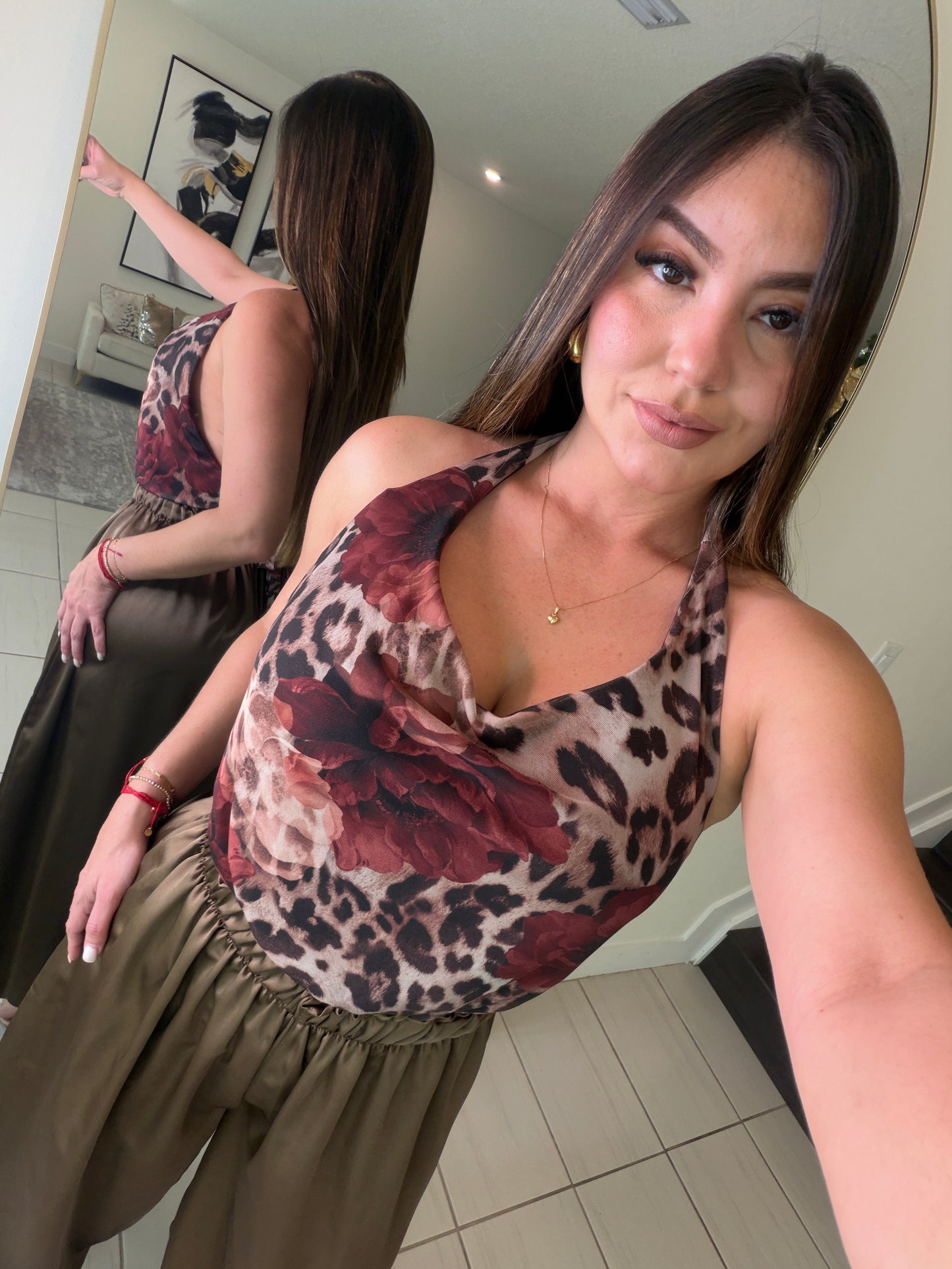 Mystic Rose Mesh Brown Top