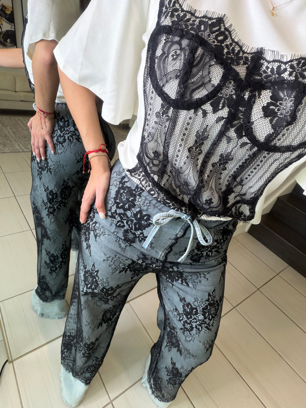 Dangerous Muse Lace Denim Pants