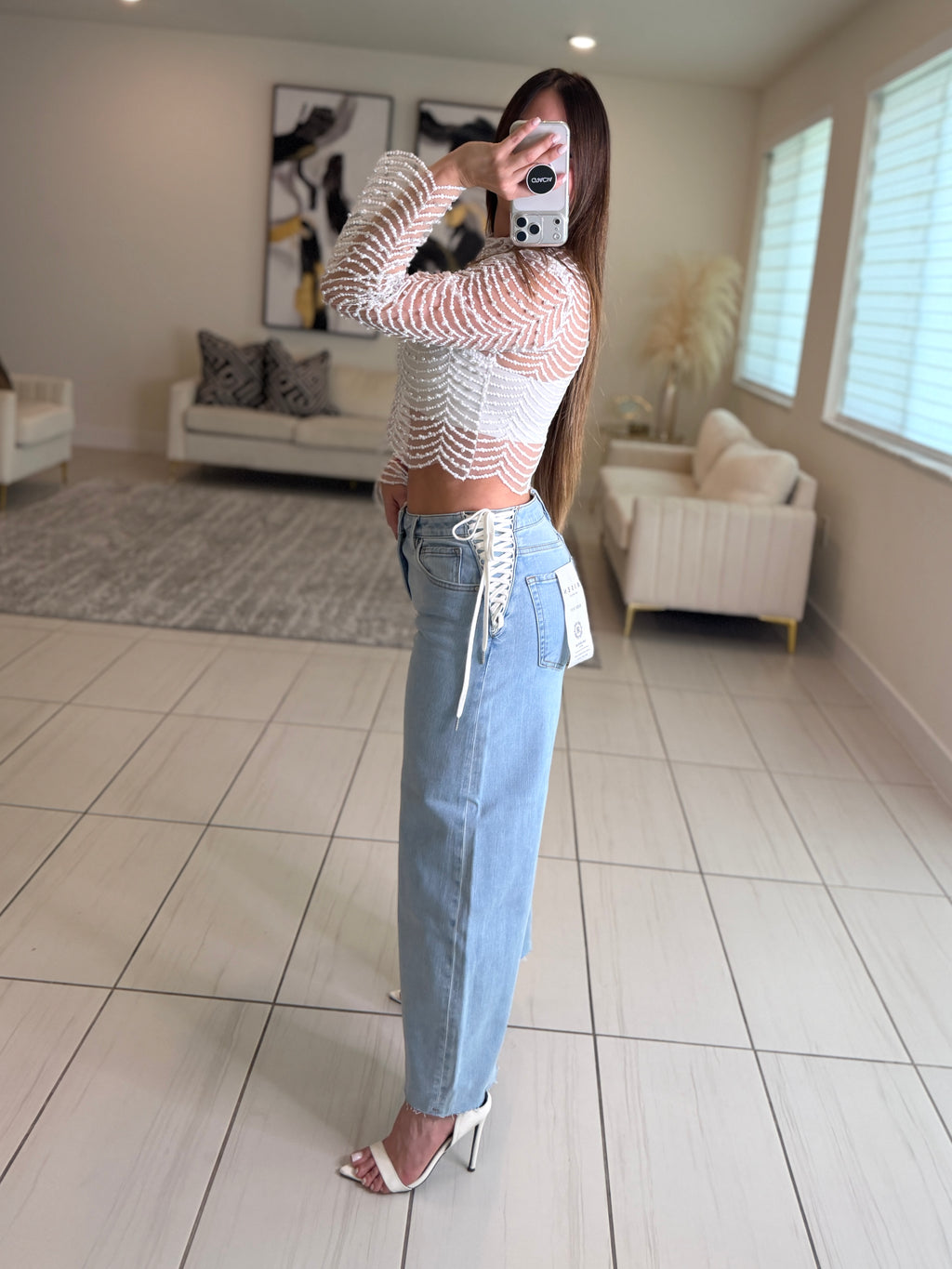 Slouchy Crop Barrel Denim Pants