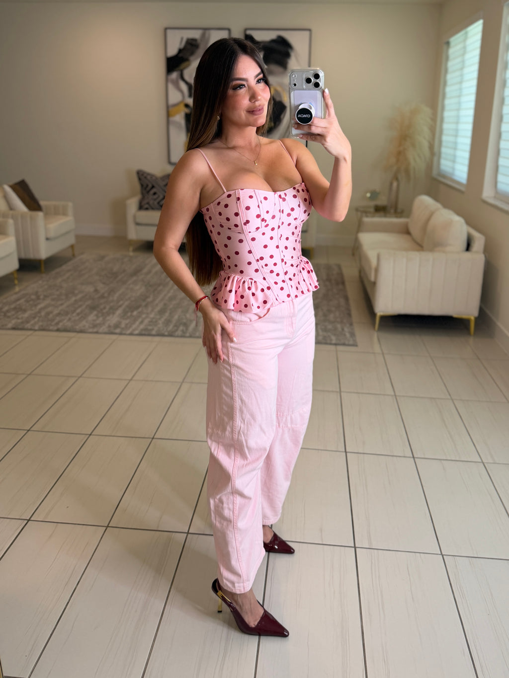 Graceful Muse Pink Barrel Pants