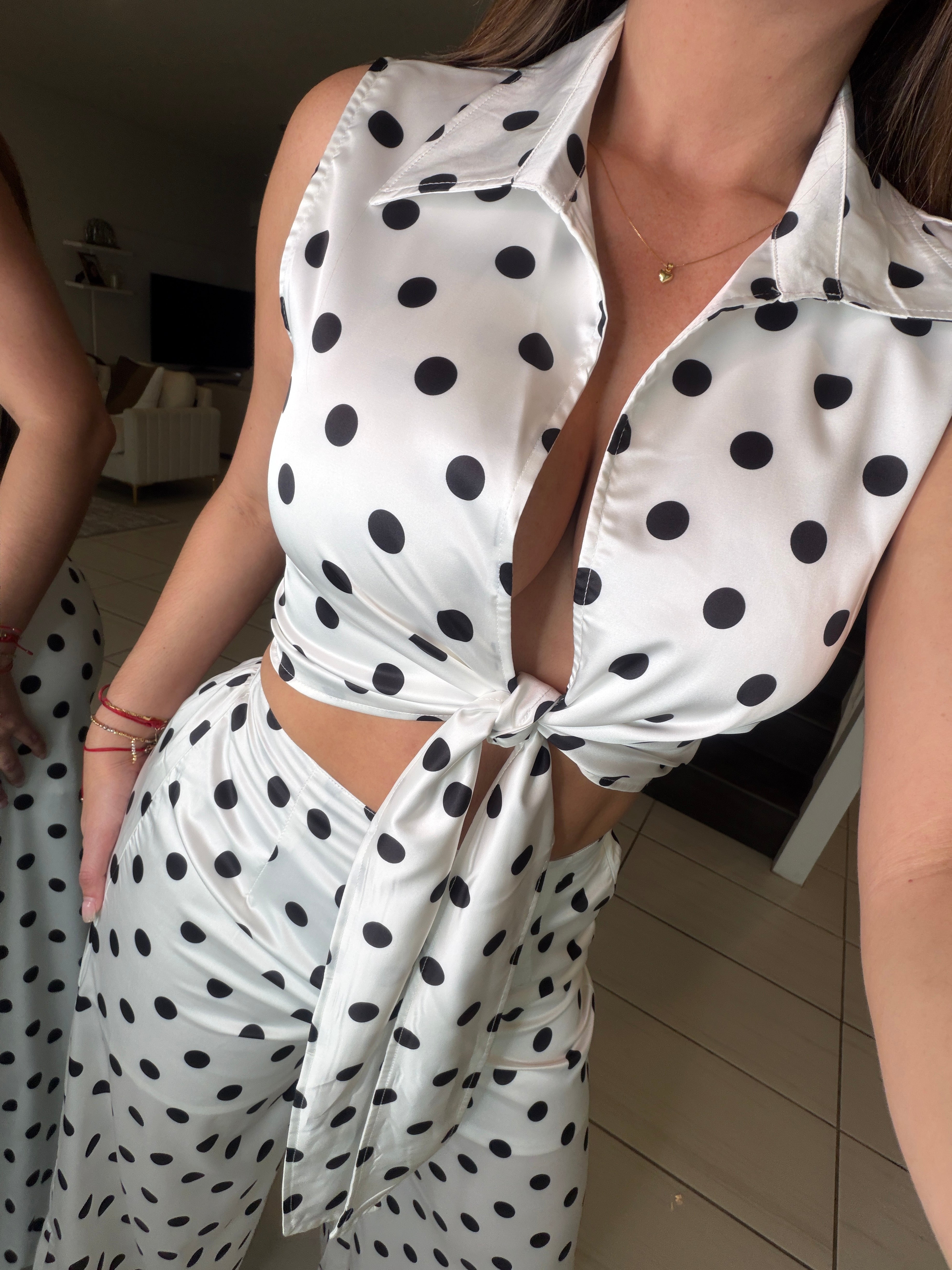 Sweet Polka Dots White Balloon Pant Set
