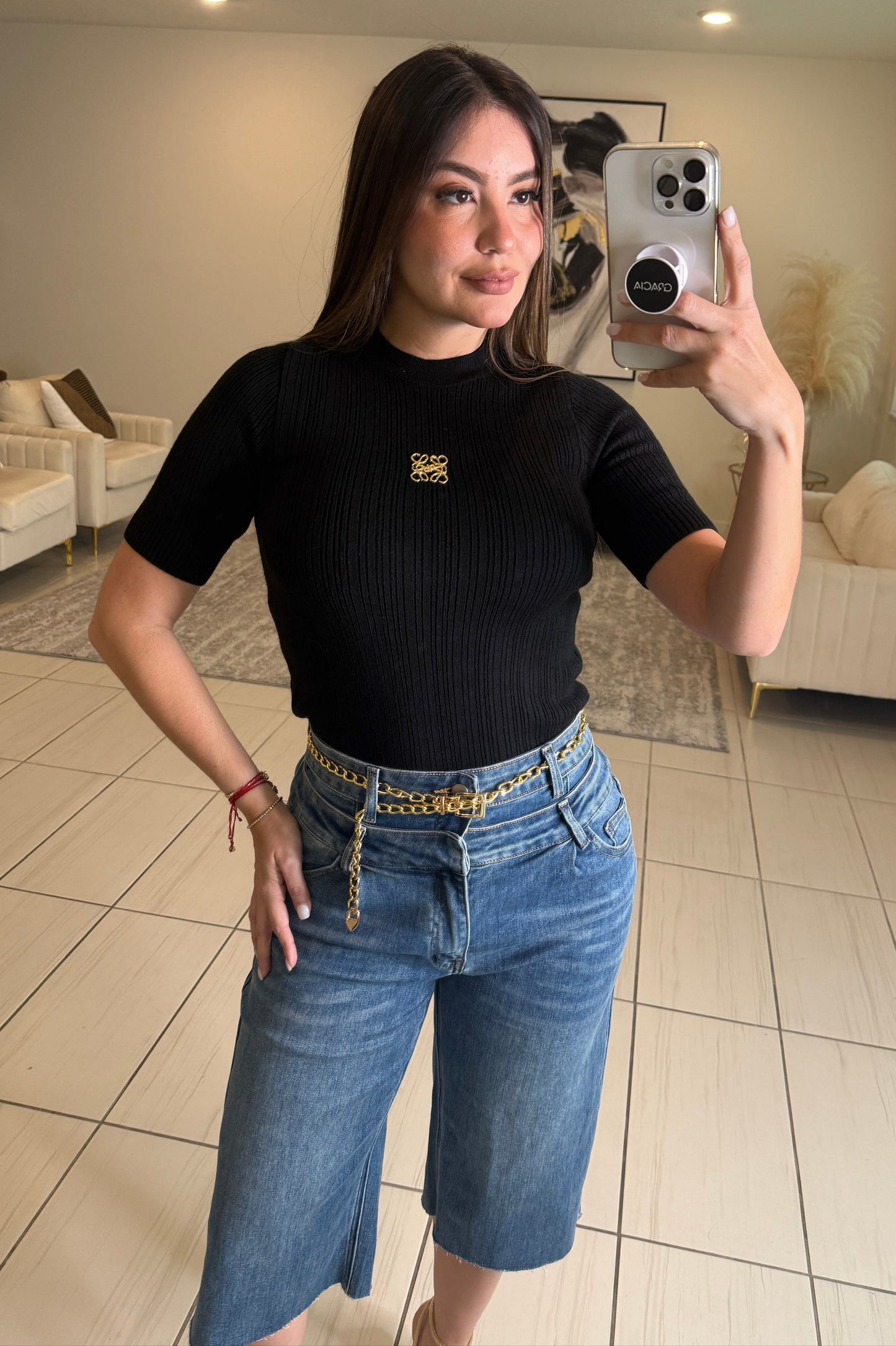 Iconic Knit Black Top