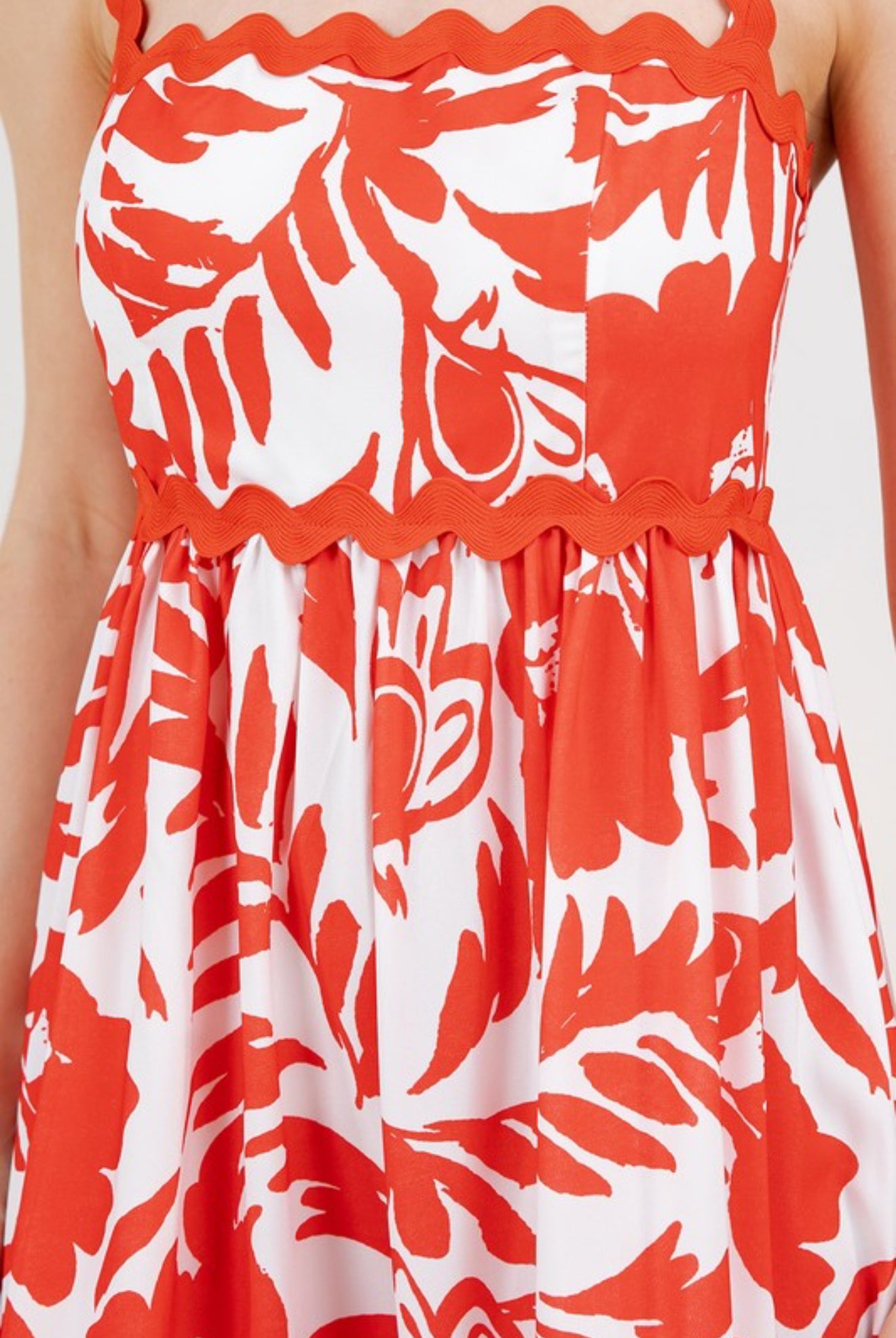 Garden Reverie Floral Red Midi Dress