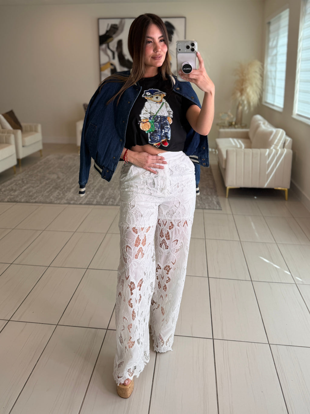 Solscite Petal Crochet White Pants