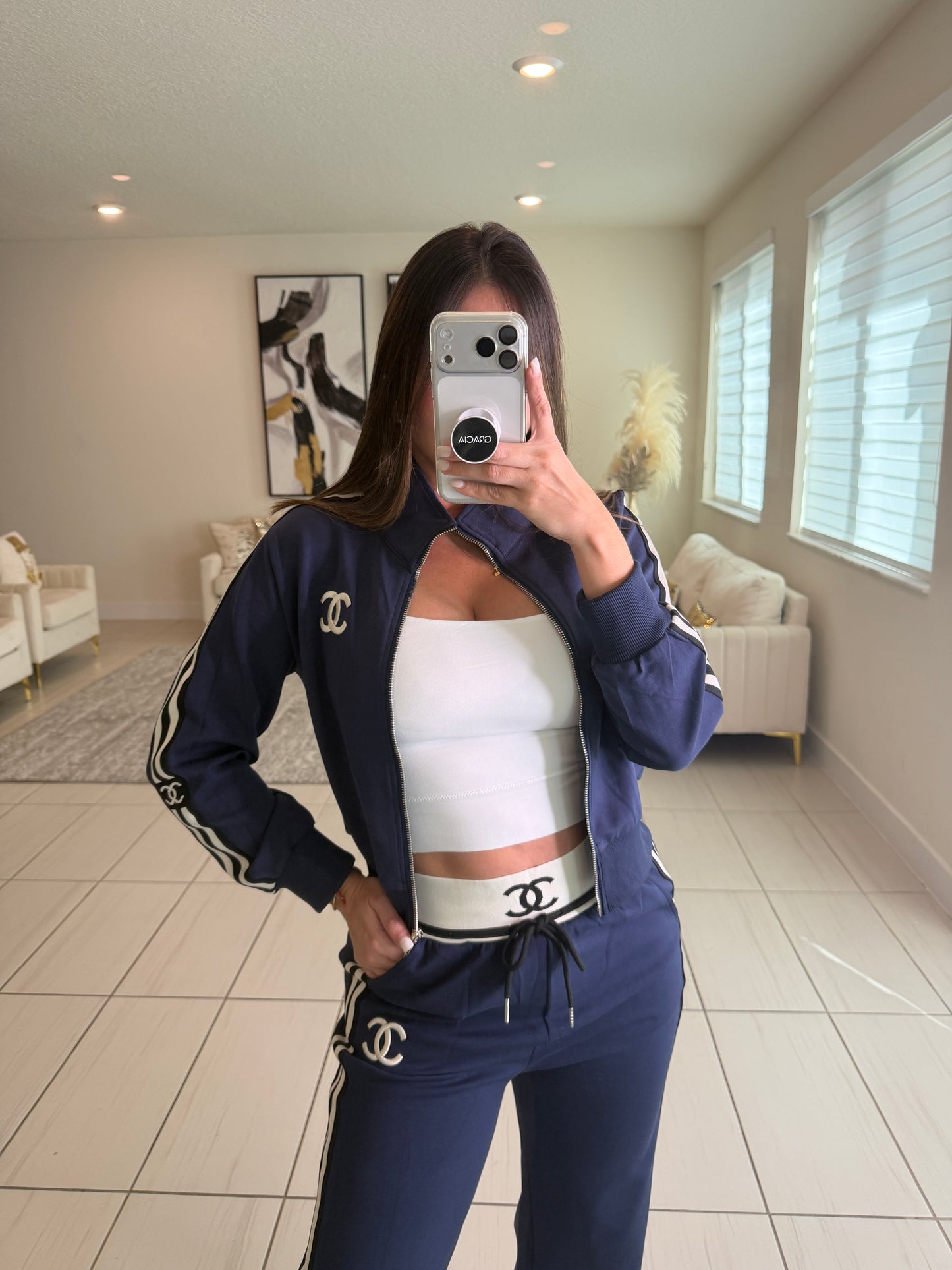 Iconic Structure Navy Blue Pant Set