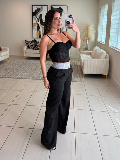 Luxe Serenity Black Corset Top