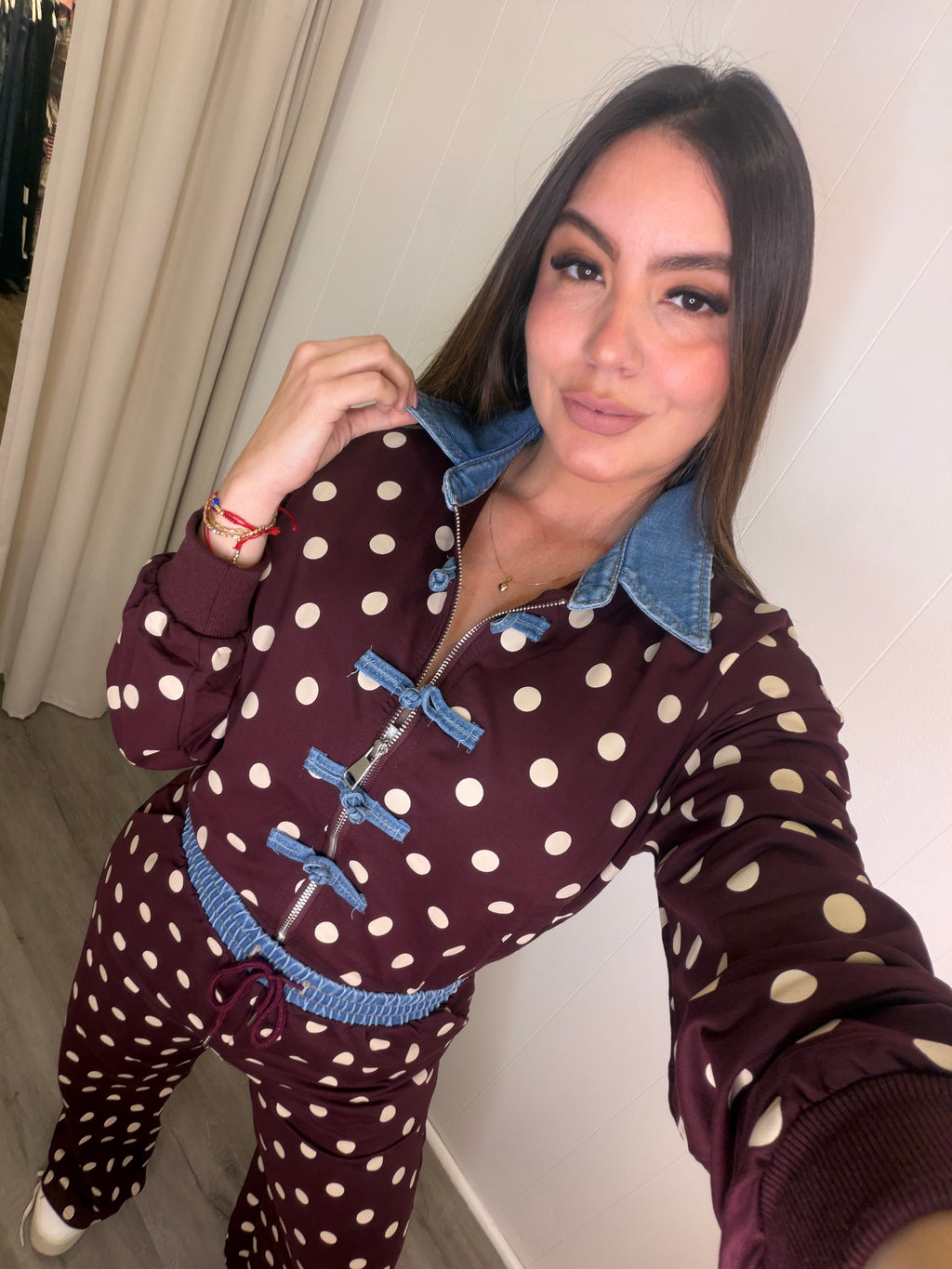 Oriental Polka Burgundy Pant Set