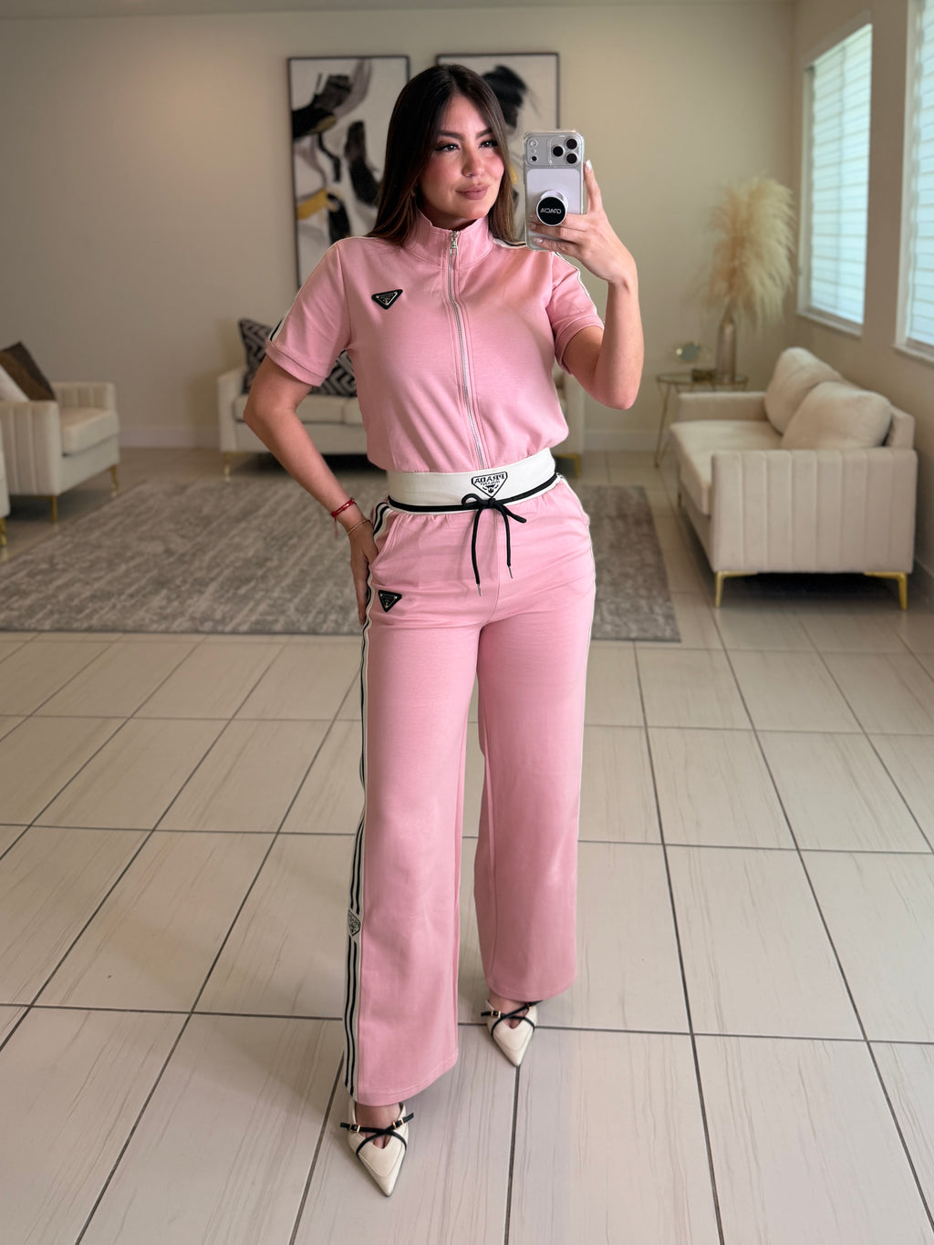 Iconic Structure Pink Pant Set