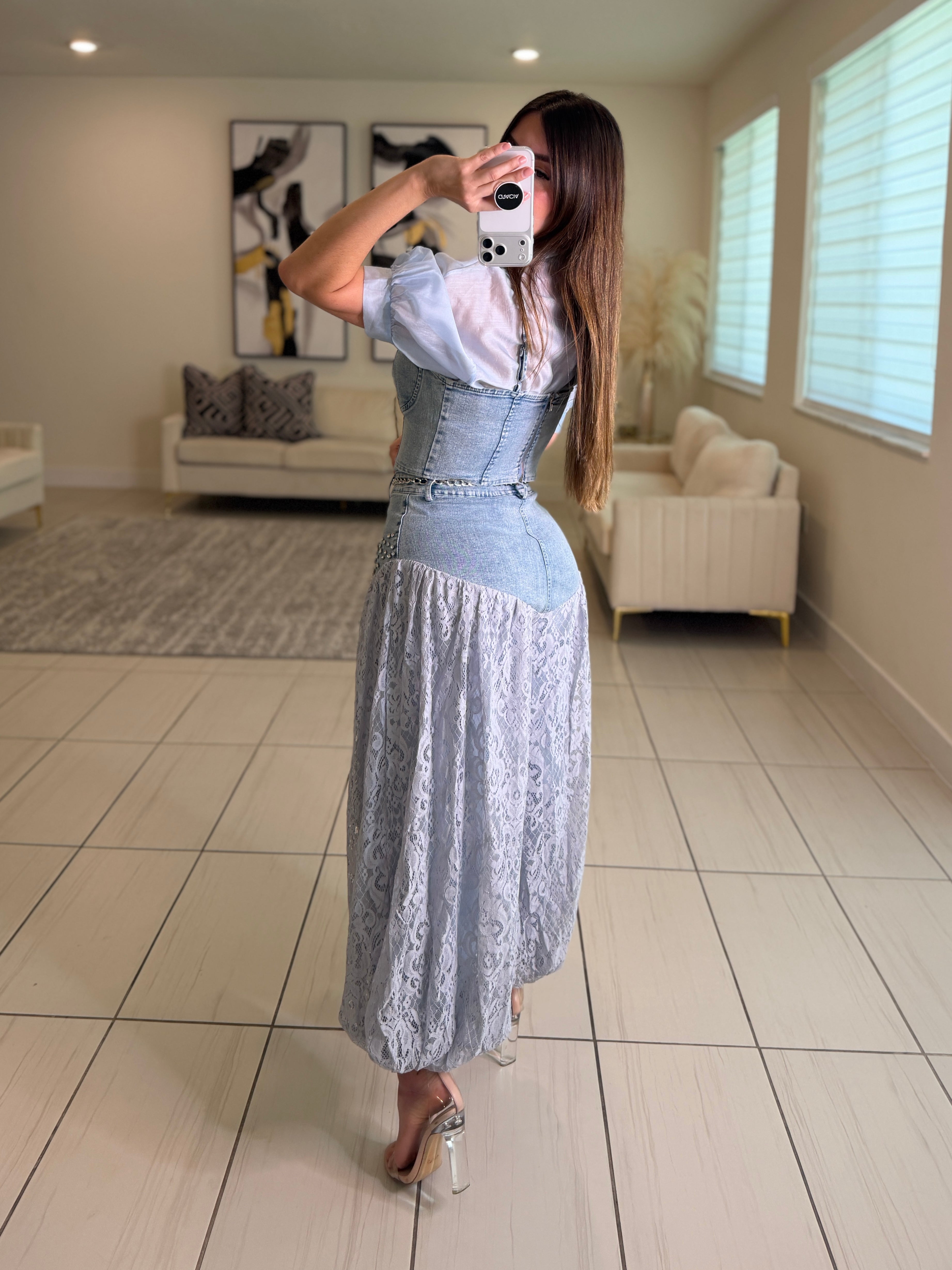 Radiant Prairie Lace Blue Pant Set