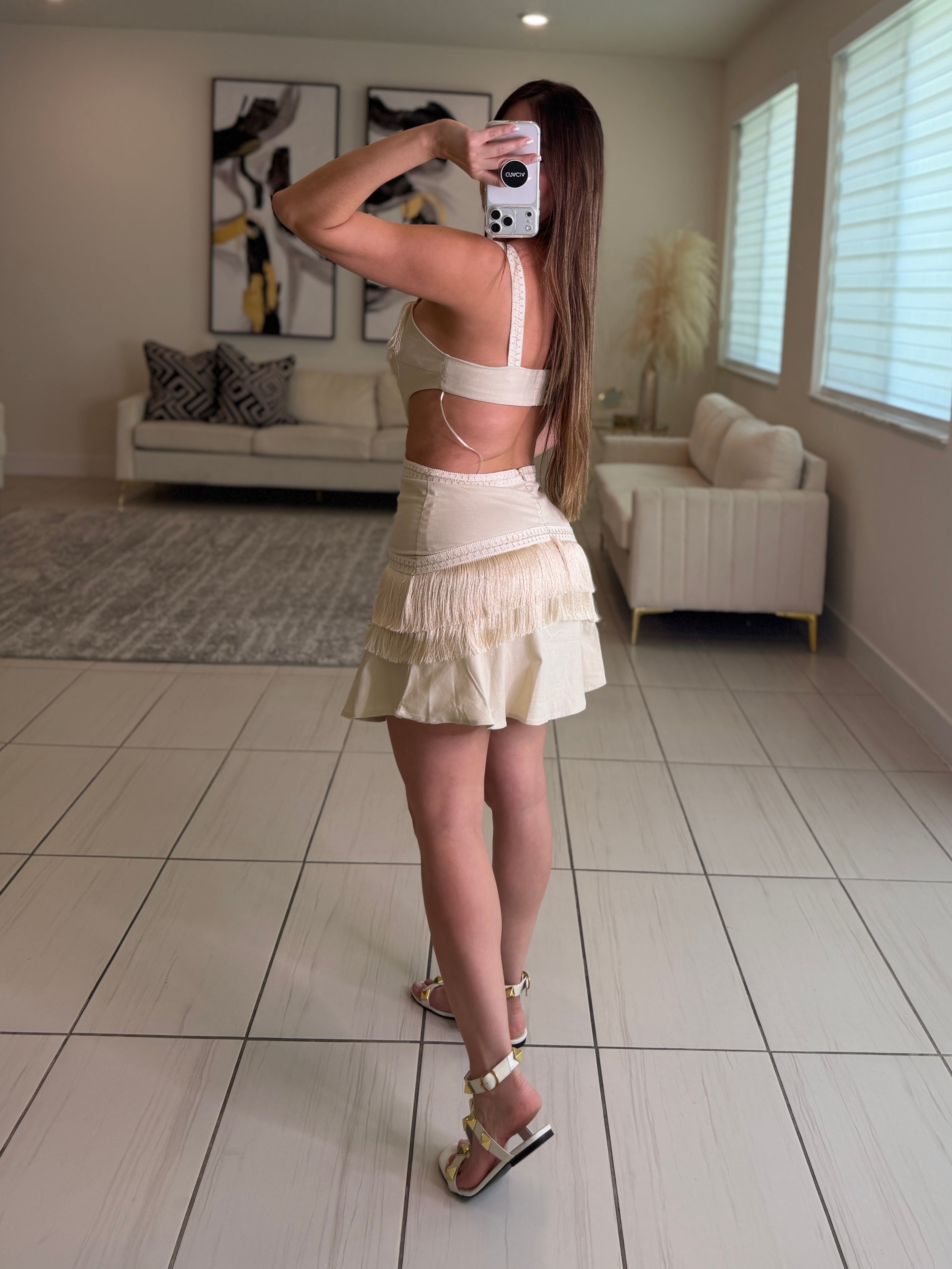 Solar Seduction Beige Dress