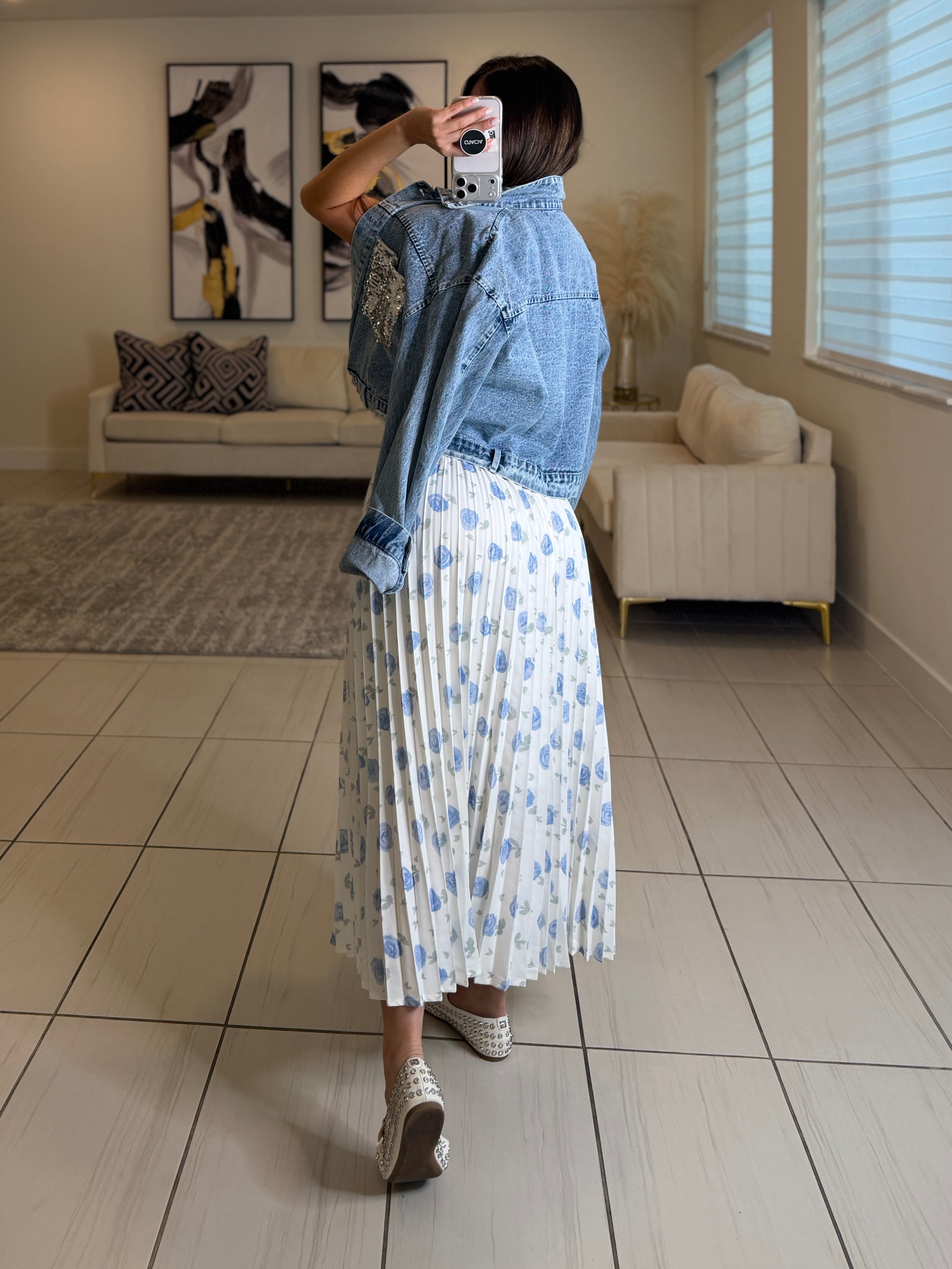 Mirage Flame Blue Skirt Set