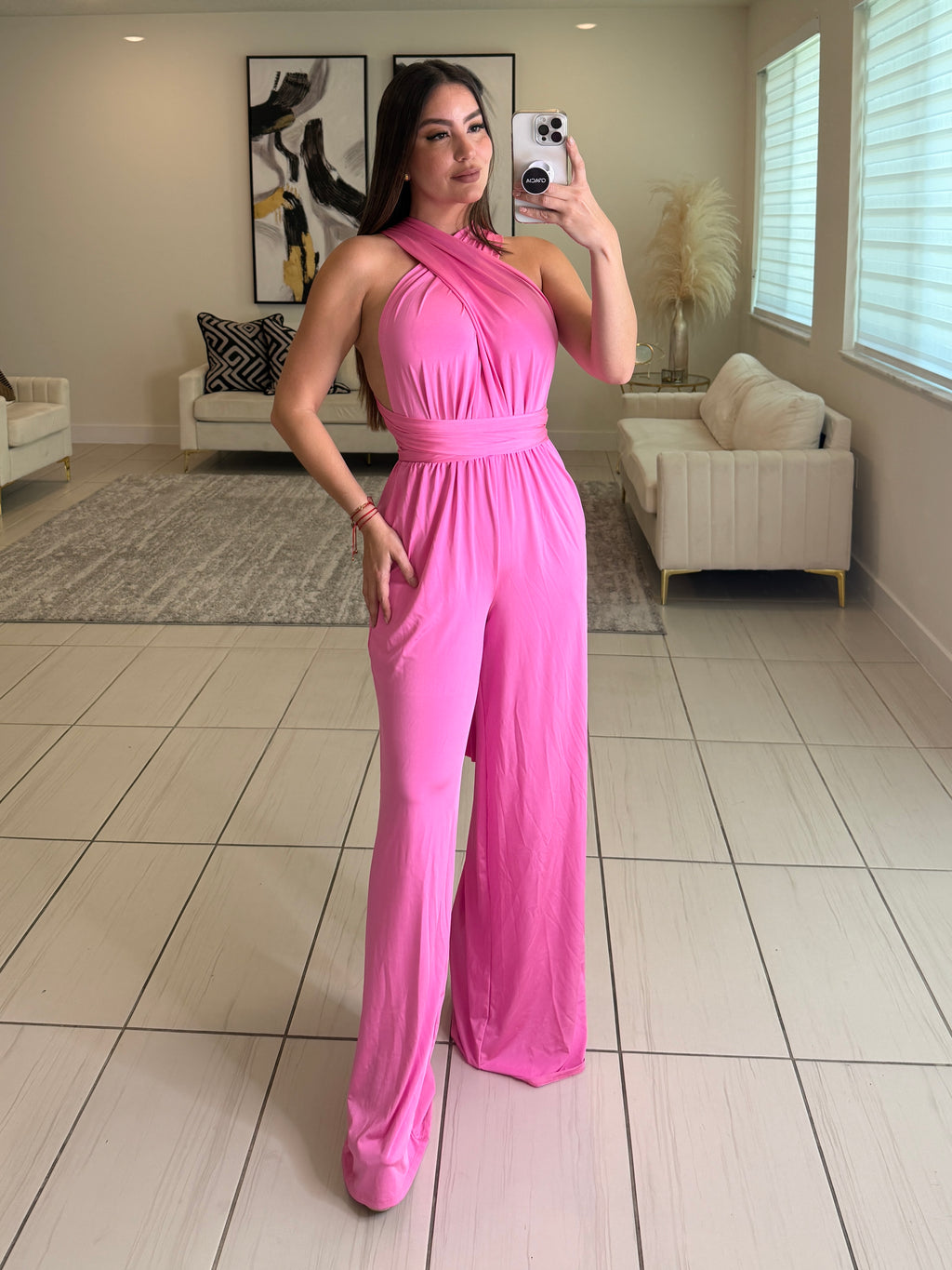 Empire Luxe Soft Pink Jumpsuit