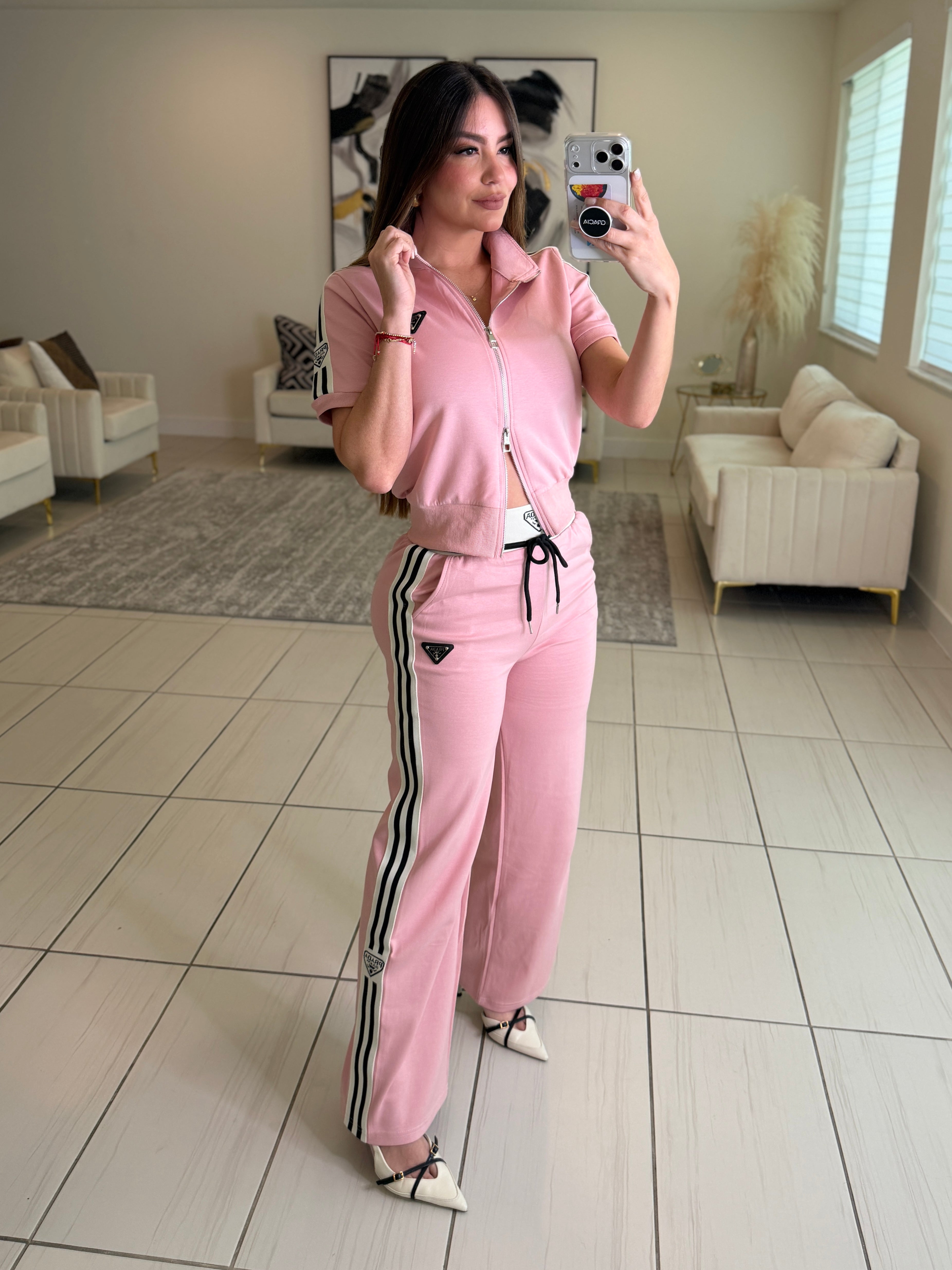 Iconic Structure Pink Pant Set