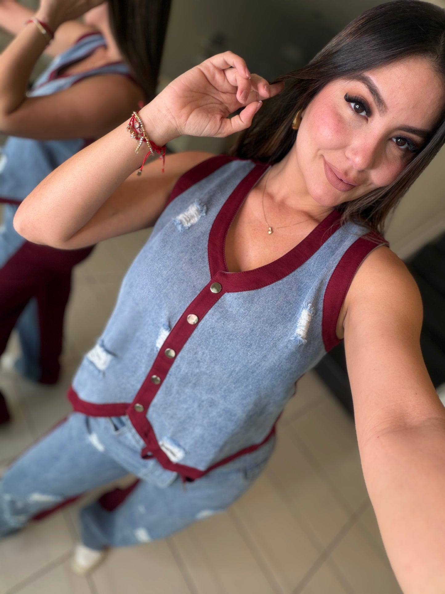 Iconic Wine and Denim Contrast Set