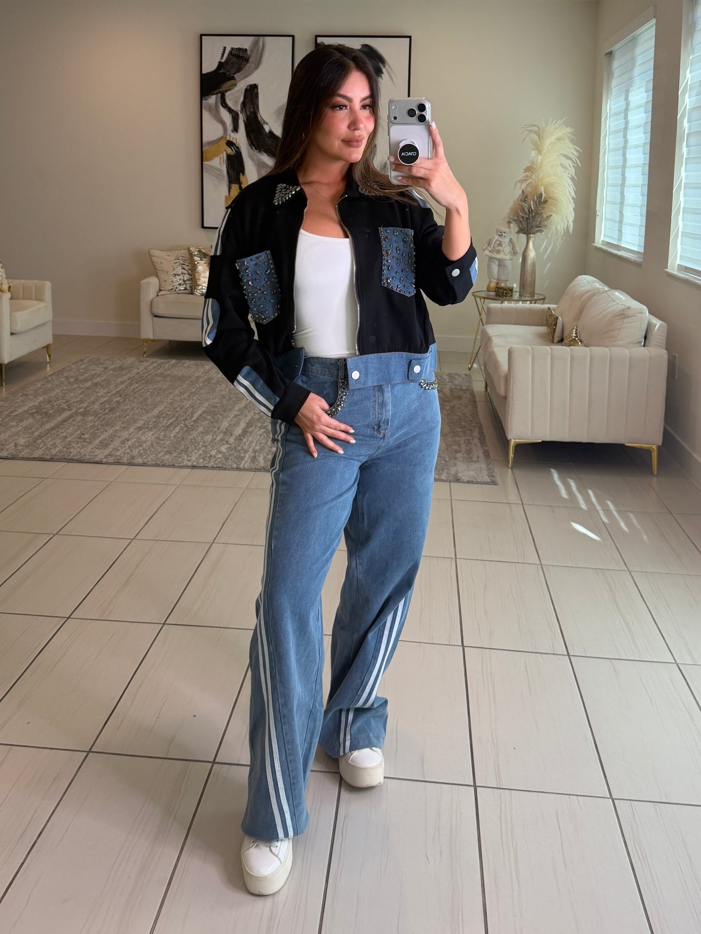 Iconic Black and Denim Contrast Set