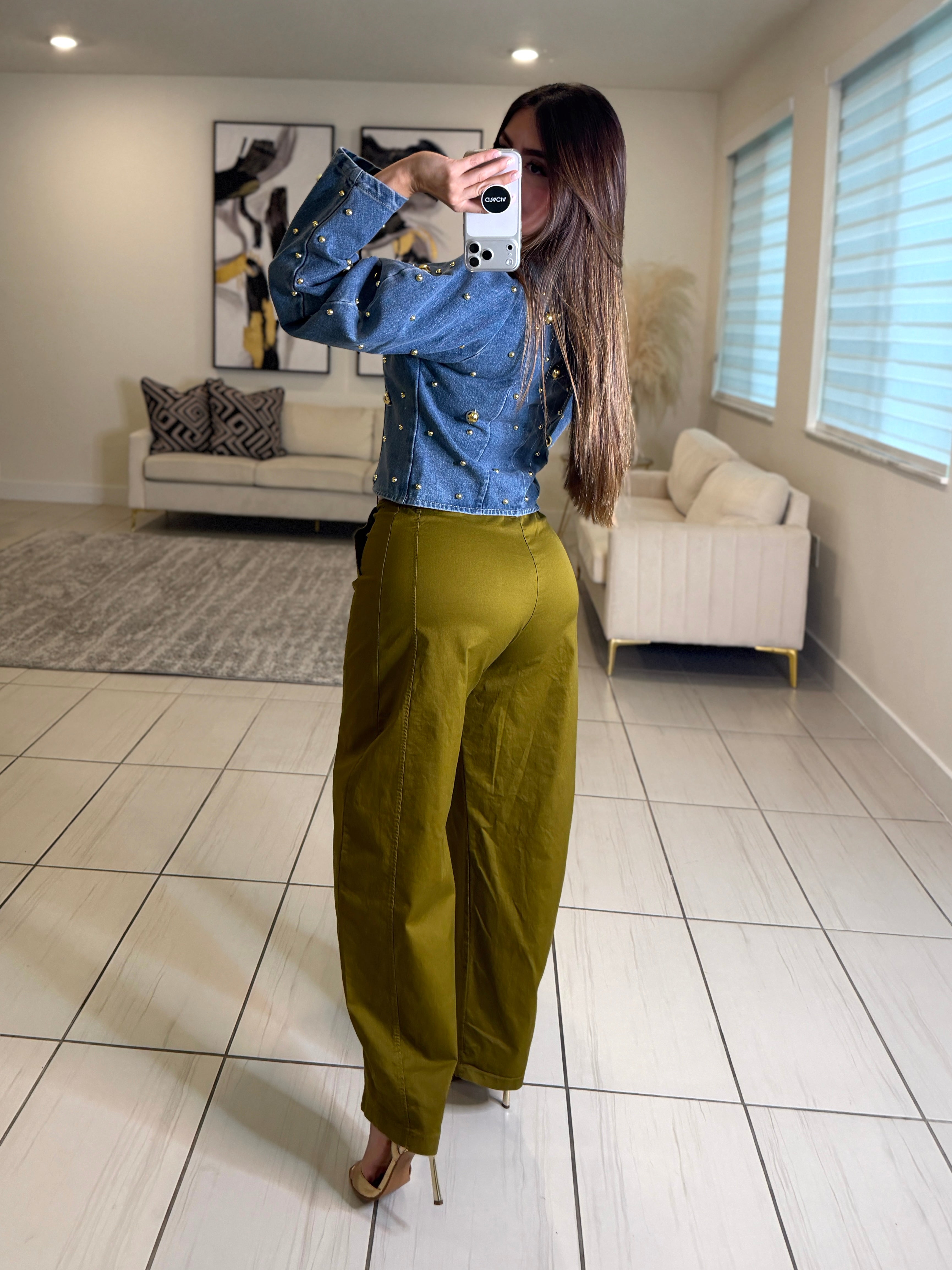 Savanna Green Barrel Pants