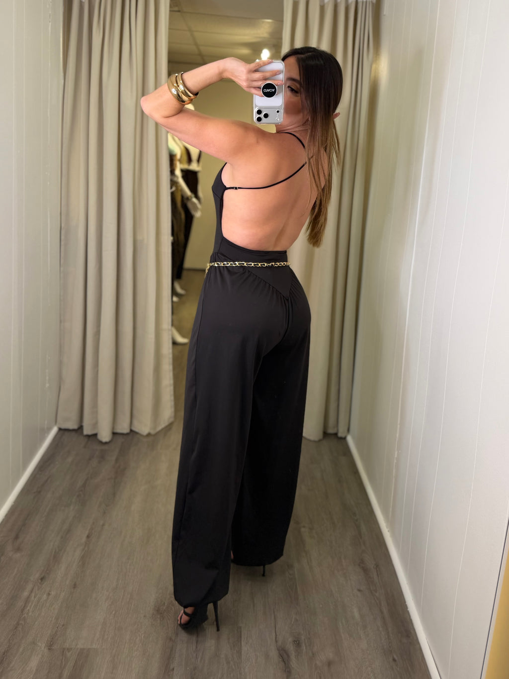 Effortless Essence Ruched Black Jumpsuit