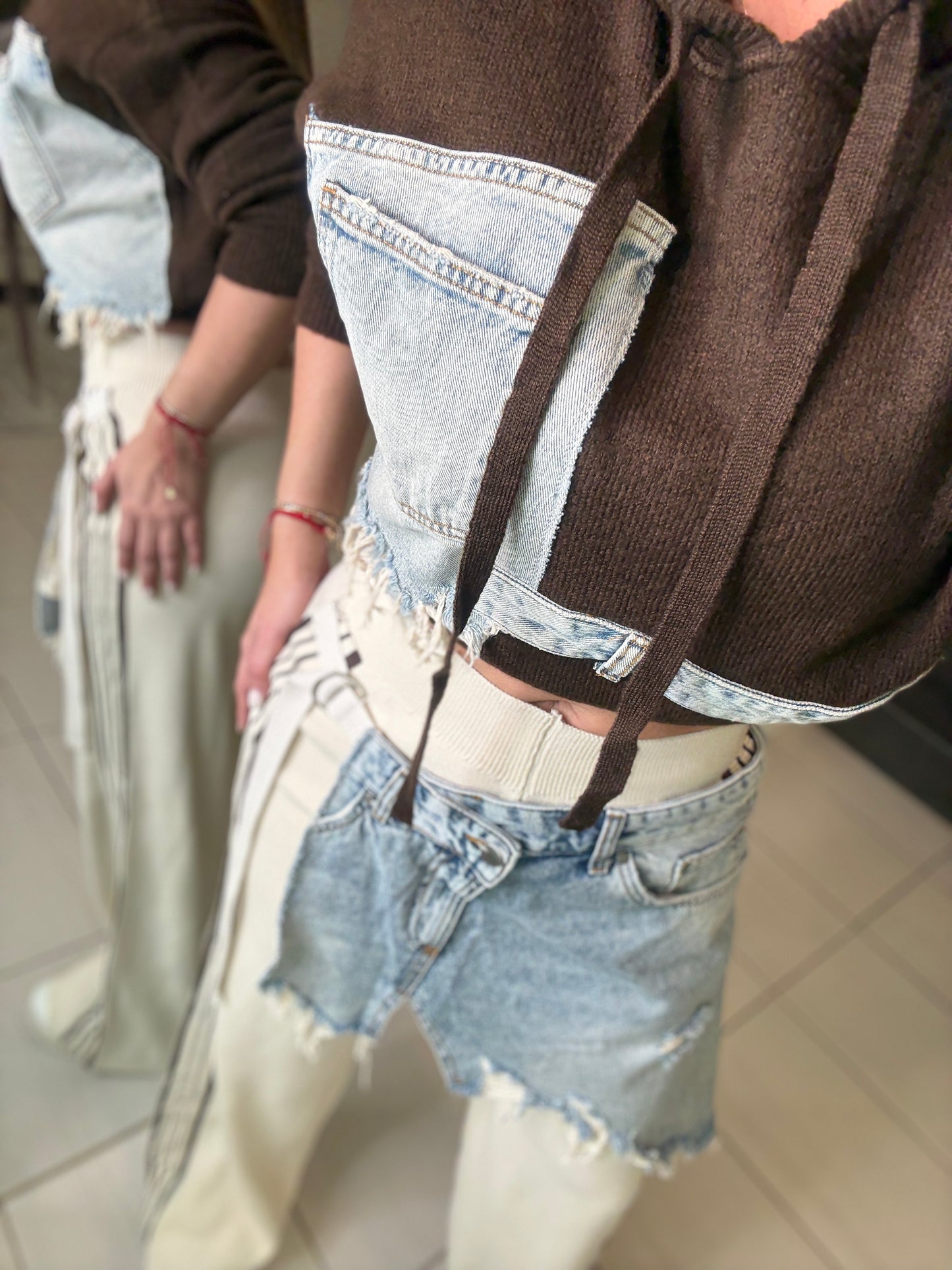 Elite Standard Knit Beige and Brown Pant Set