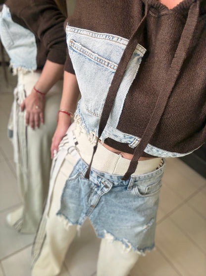 Elite Standard Knit Beige and Brown Pant Set