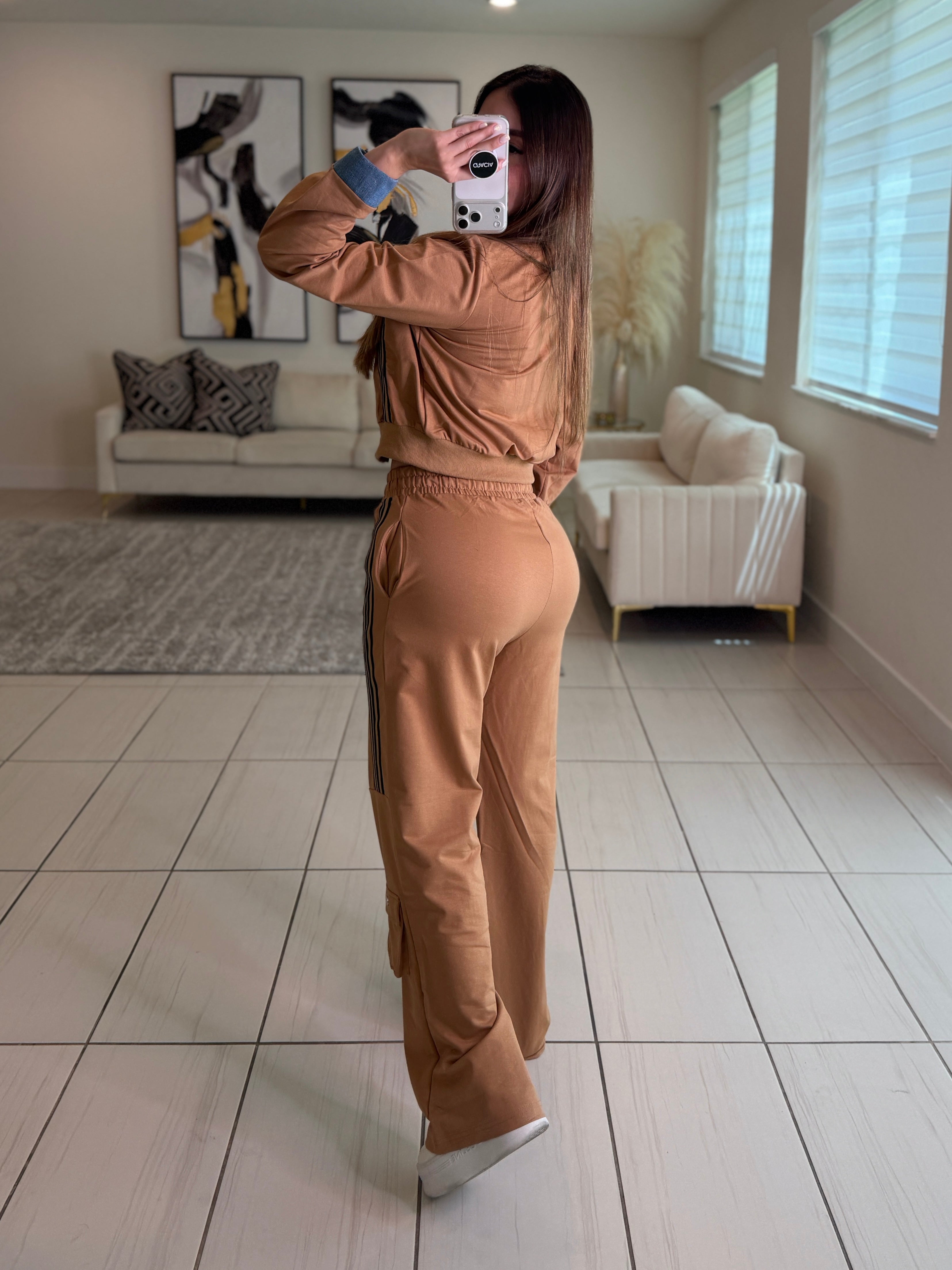 Divine Mocha and Denim Contrast Pant Set