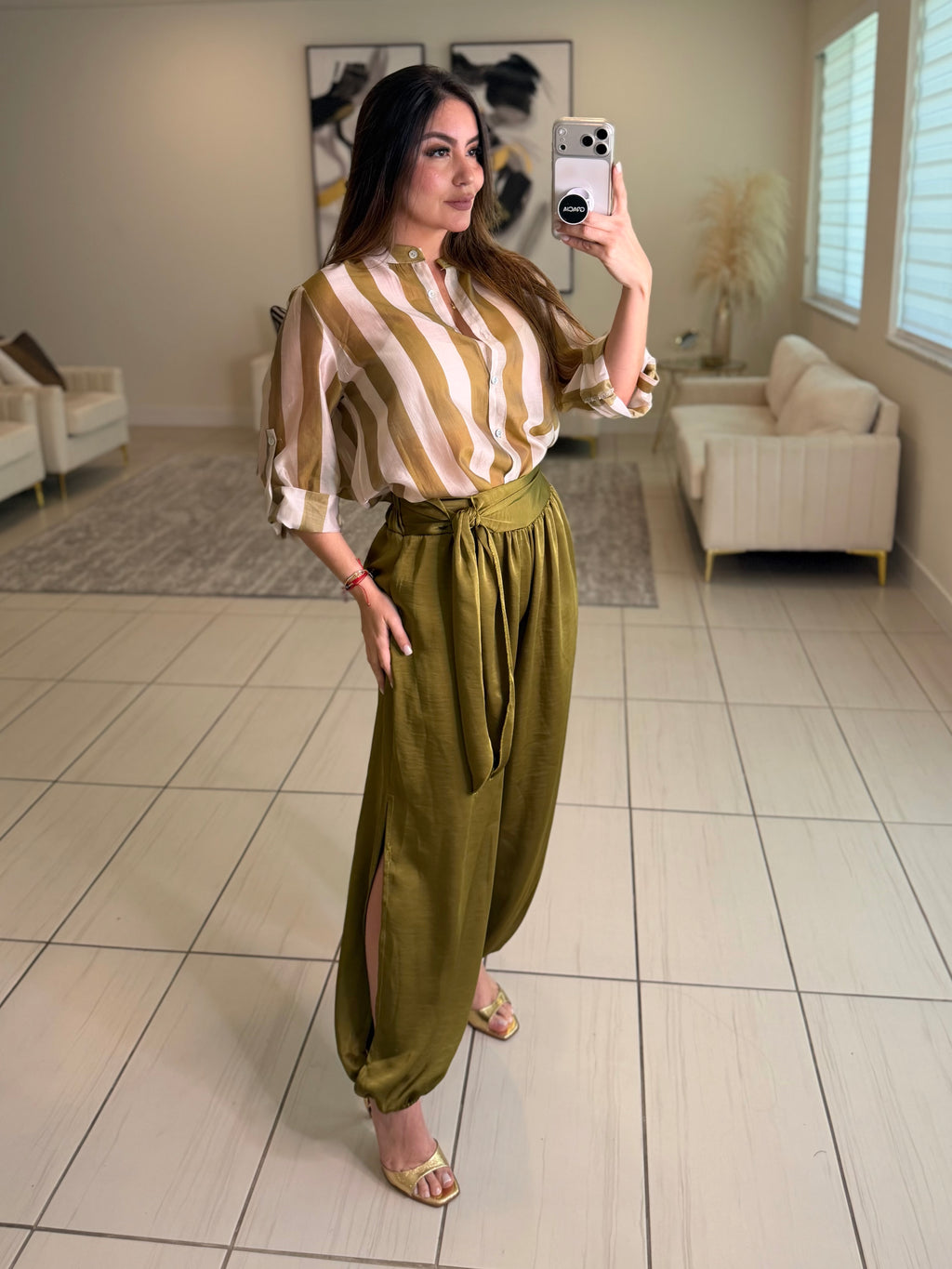 Siena Stripes Green Shirt