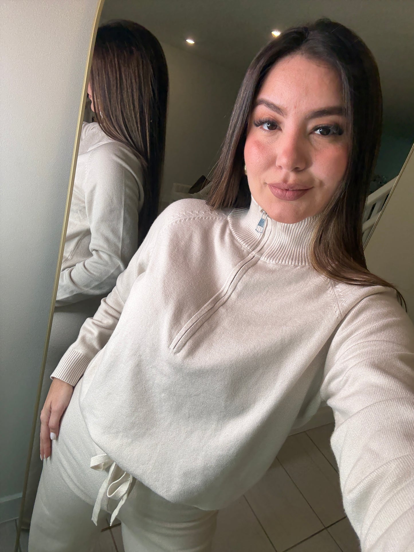 Checkmate Knit Beige Pant Set