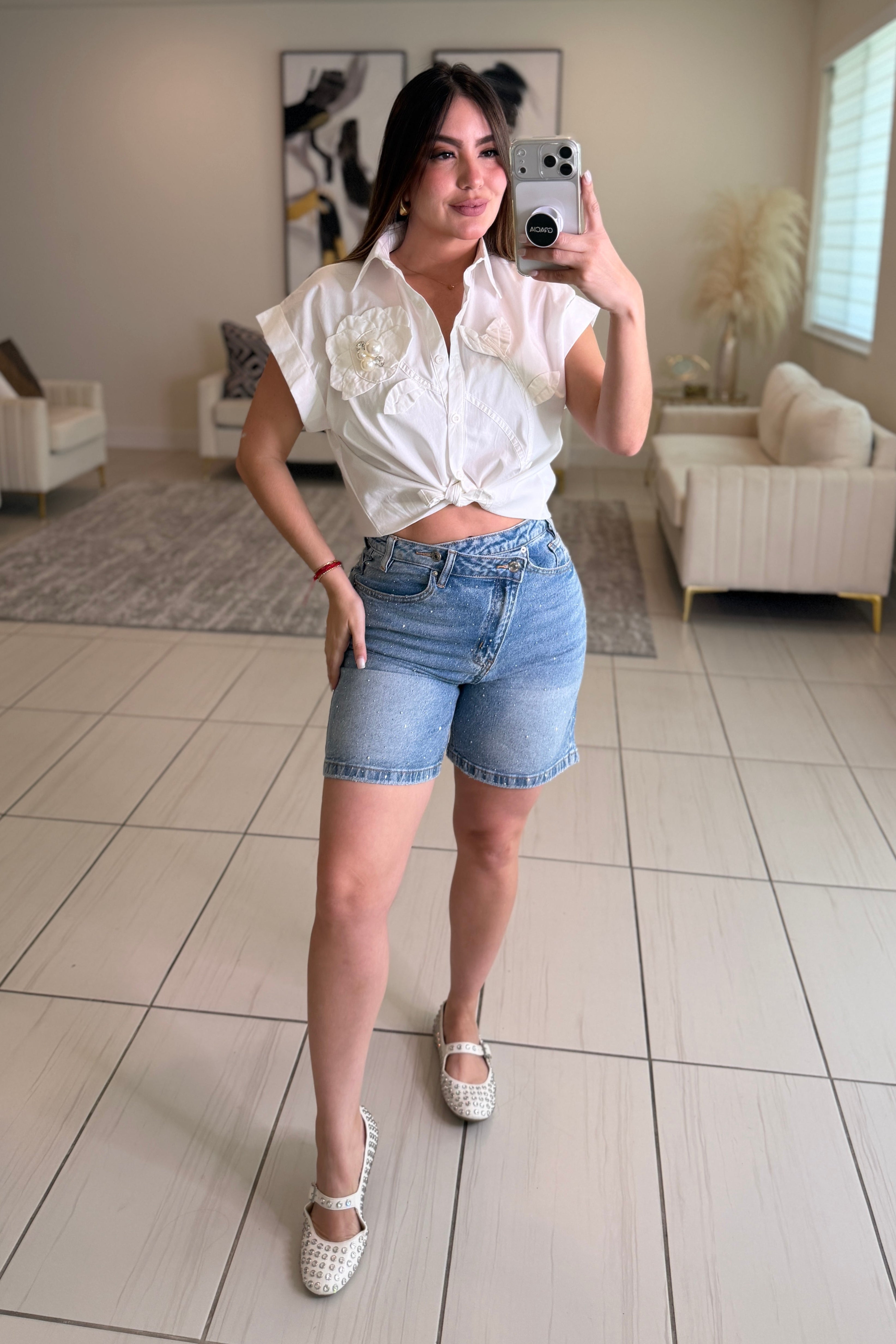 Crystal Denim Shorts