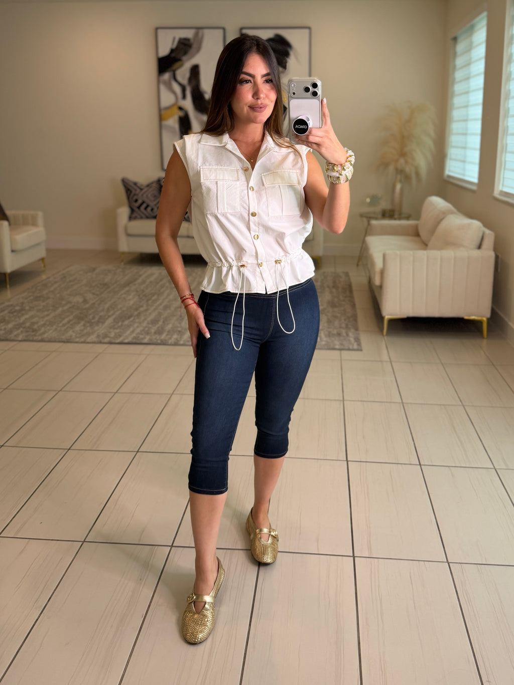 Power Sculpt Denim Capri