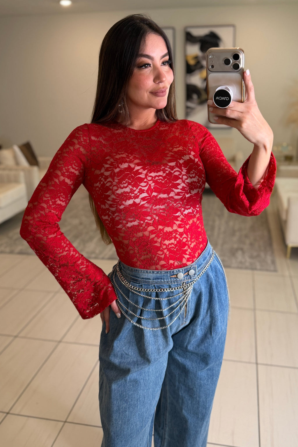 Ritual Allure Lace Red Bodysuit