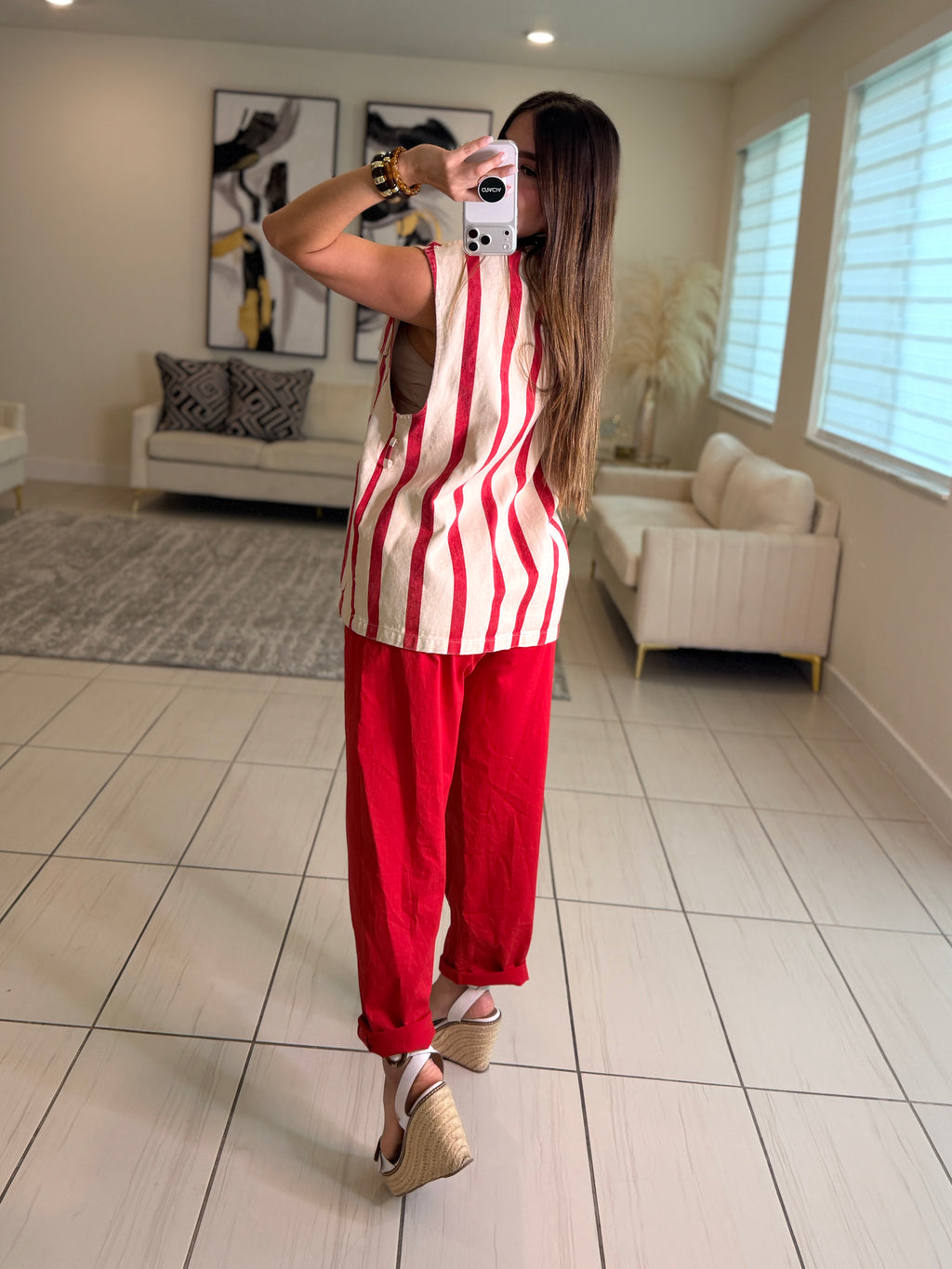 Divine Striped Red and Beige Jacket