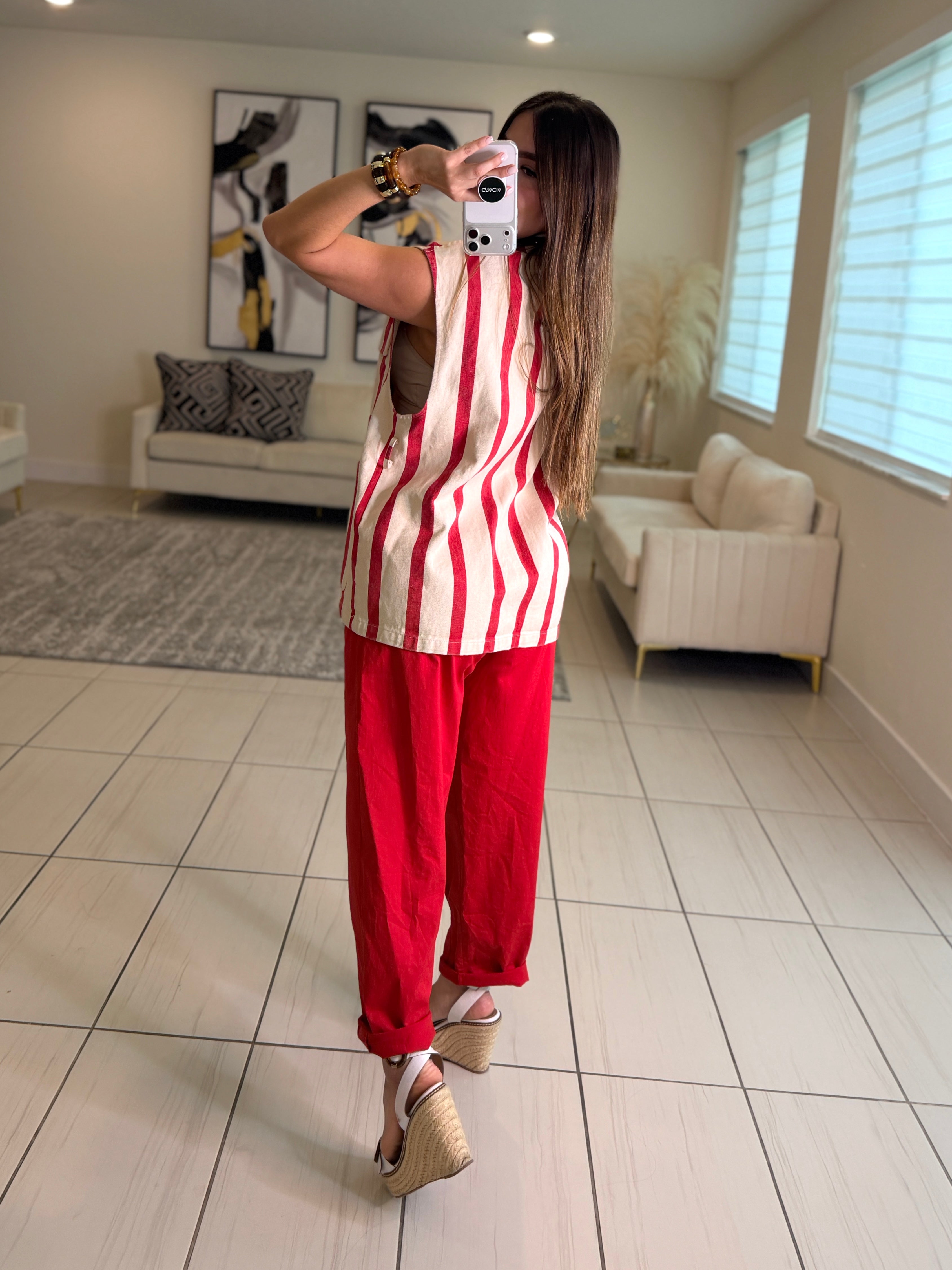 Divine Striped Red and Beige Jacket