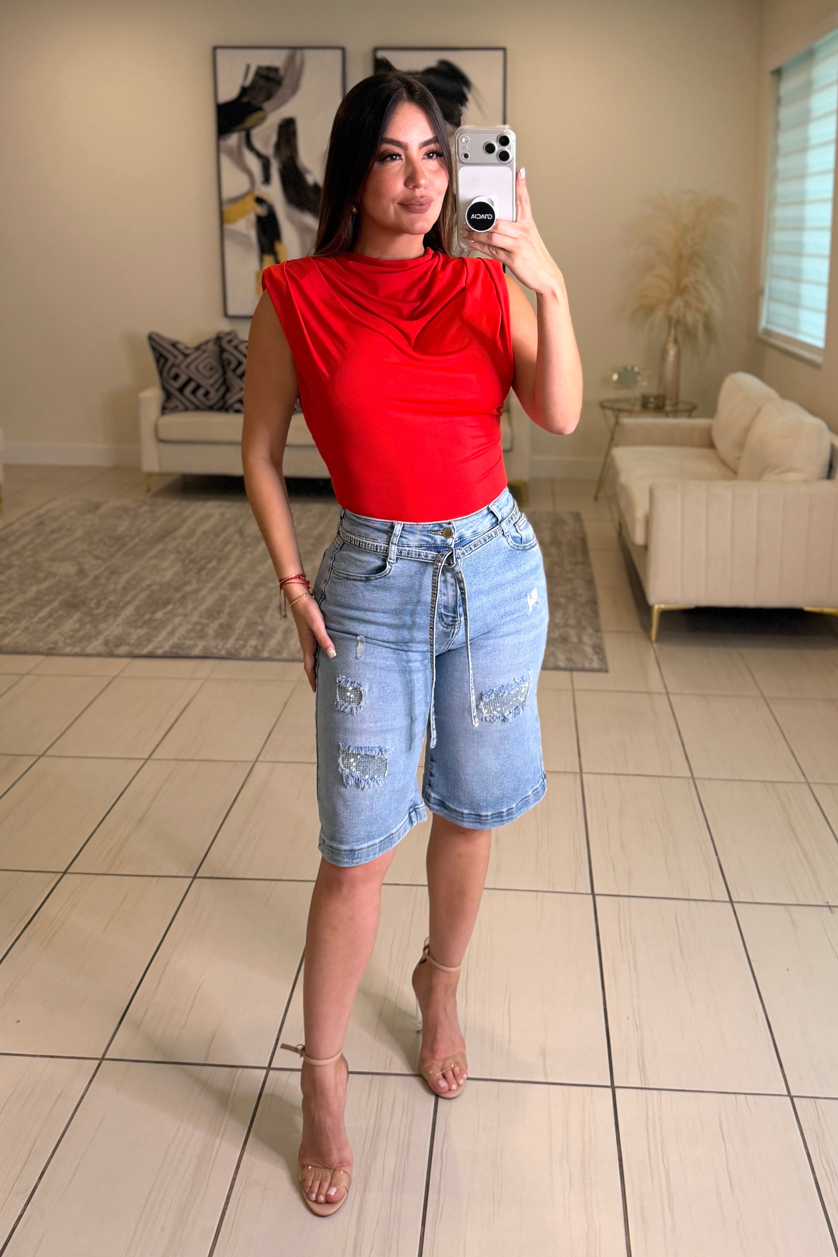 Crystal Blue Denim Shorts