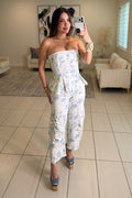 Twill Floral White Barrel Pant Set