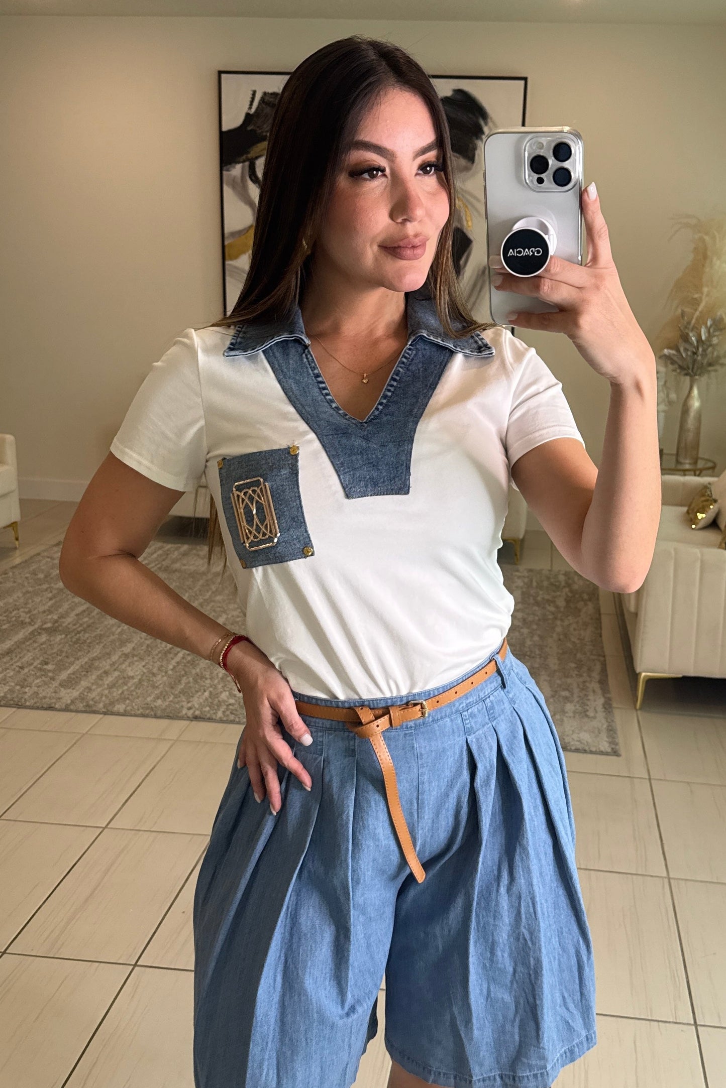 Dotted Charm White Top