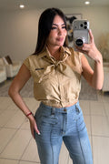 Iconic Muse Khaki Top