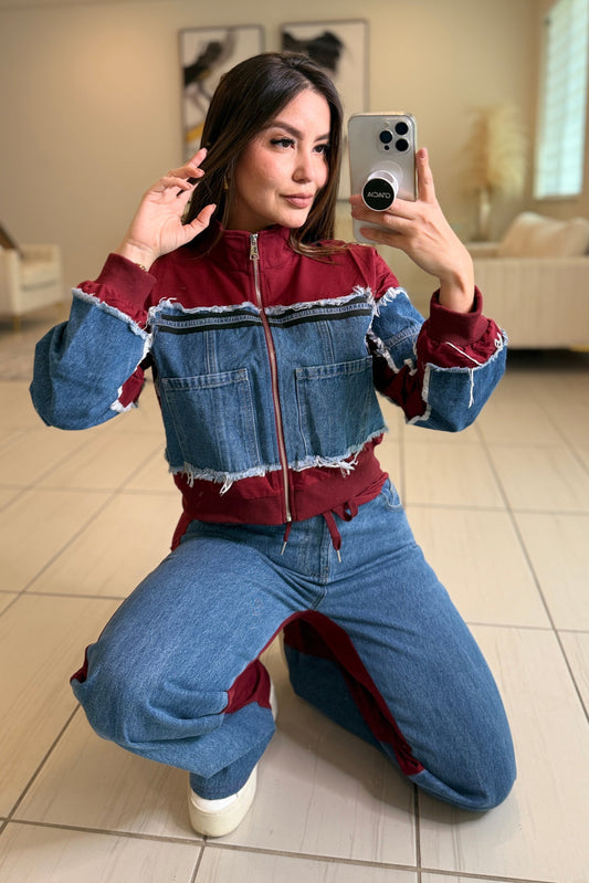 Iconic Wine and Denim Contrast Set