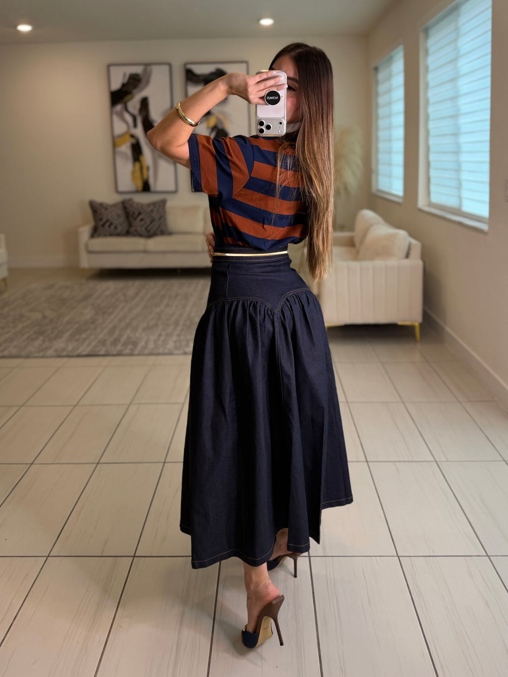 Sweet Stripes Brown and Blue Top
