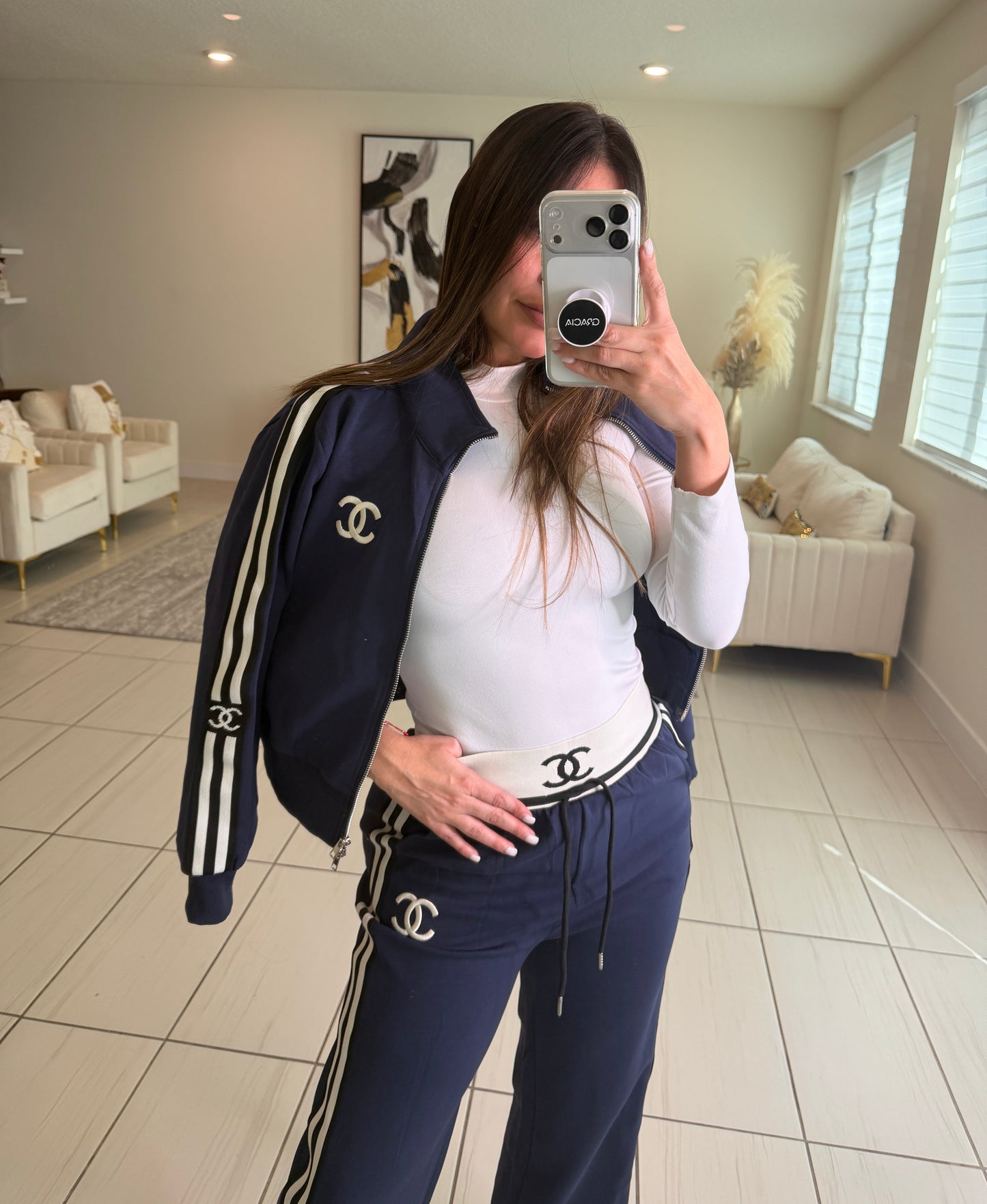 Iconic Structure Navy Blue Pant Set