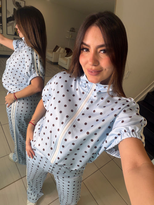 Italian Dots Blue Pants Set
