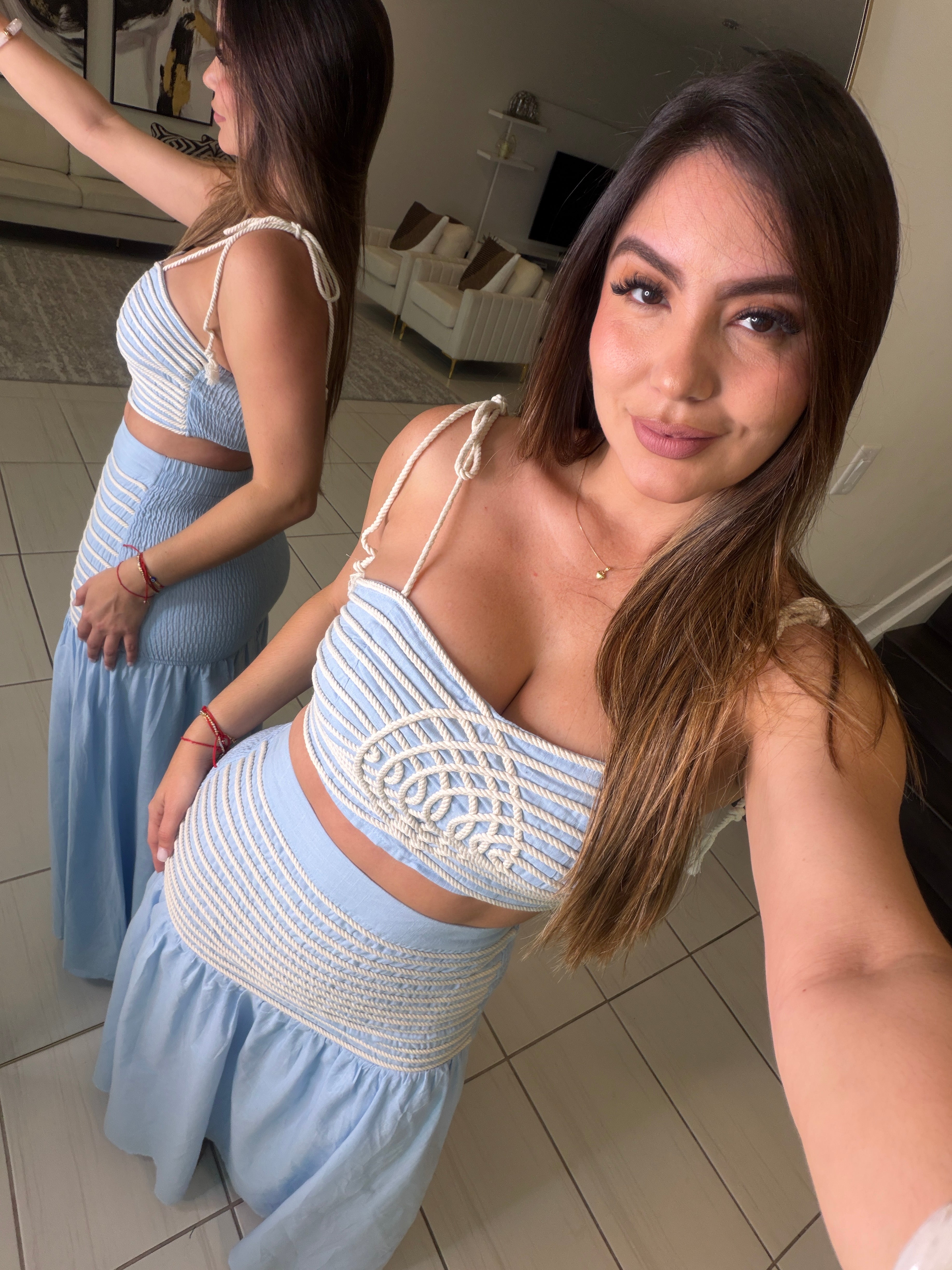 Salt Kiss Blue Skirt Set