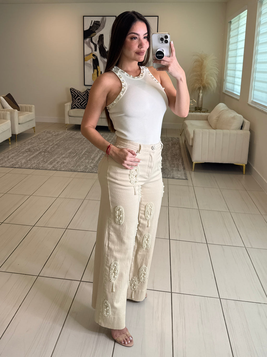 The Pearl Effect Beige Pants