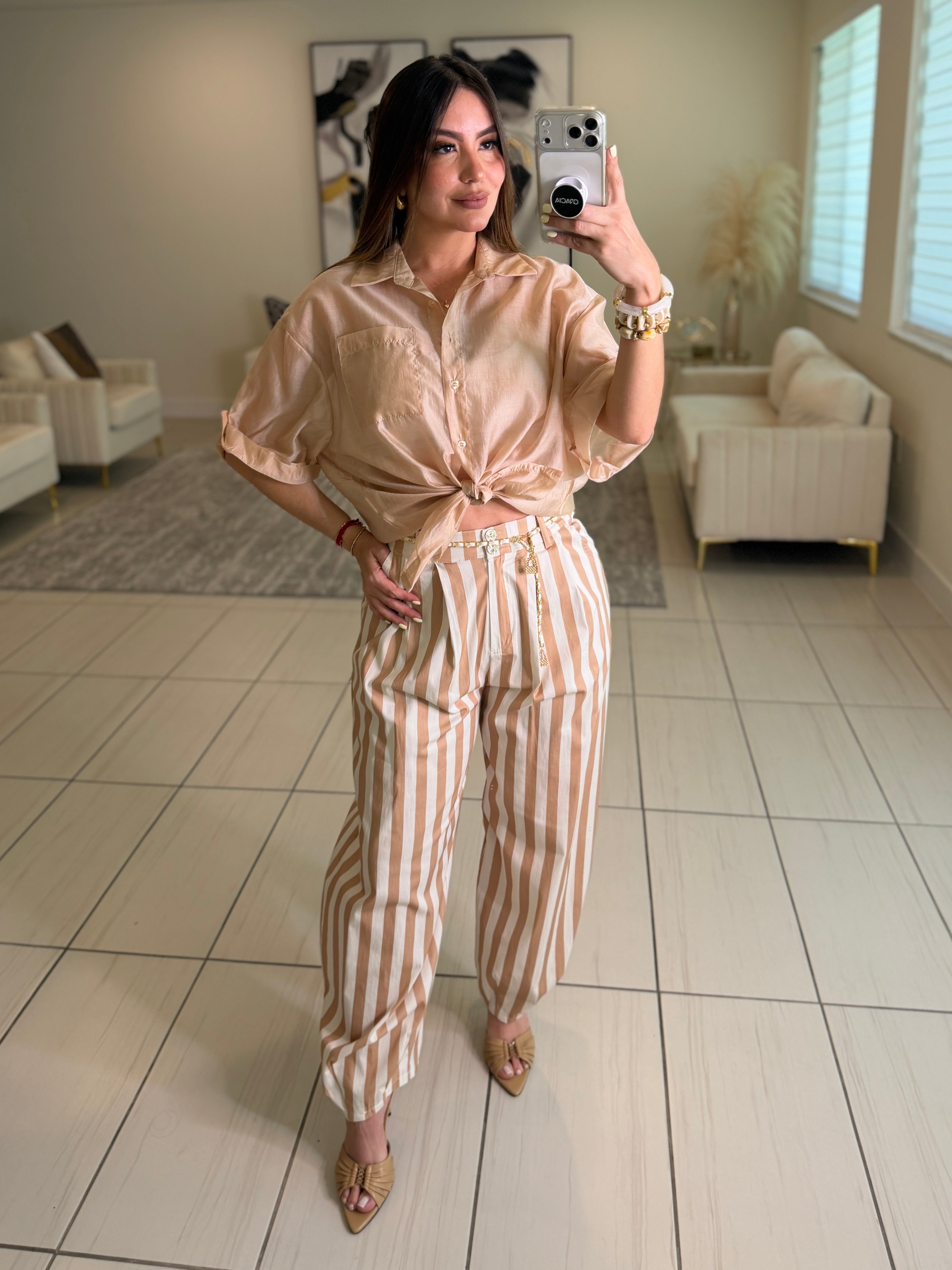 Gravity Stripes Beige Pants