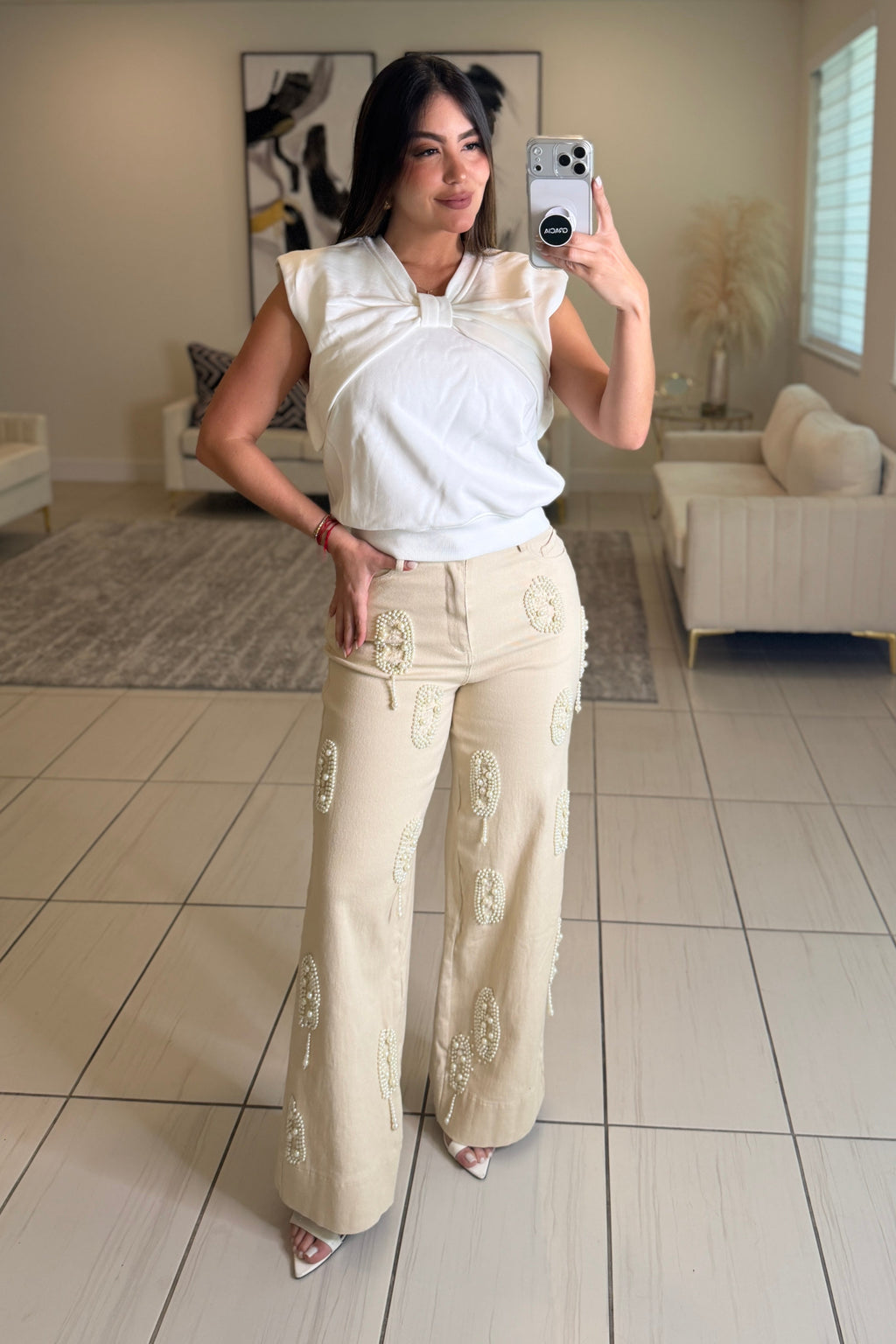 The Pearl Effect Beige Pants