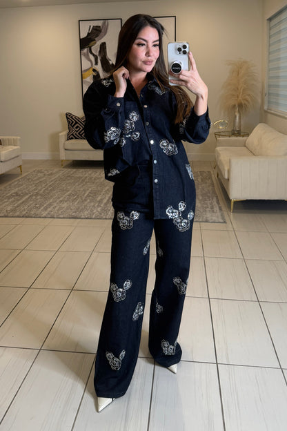 Perfect Details Dark Denim Pant Set