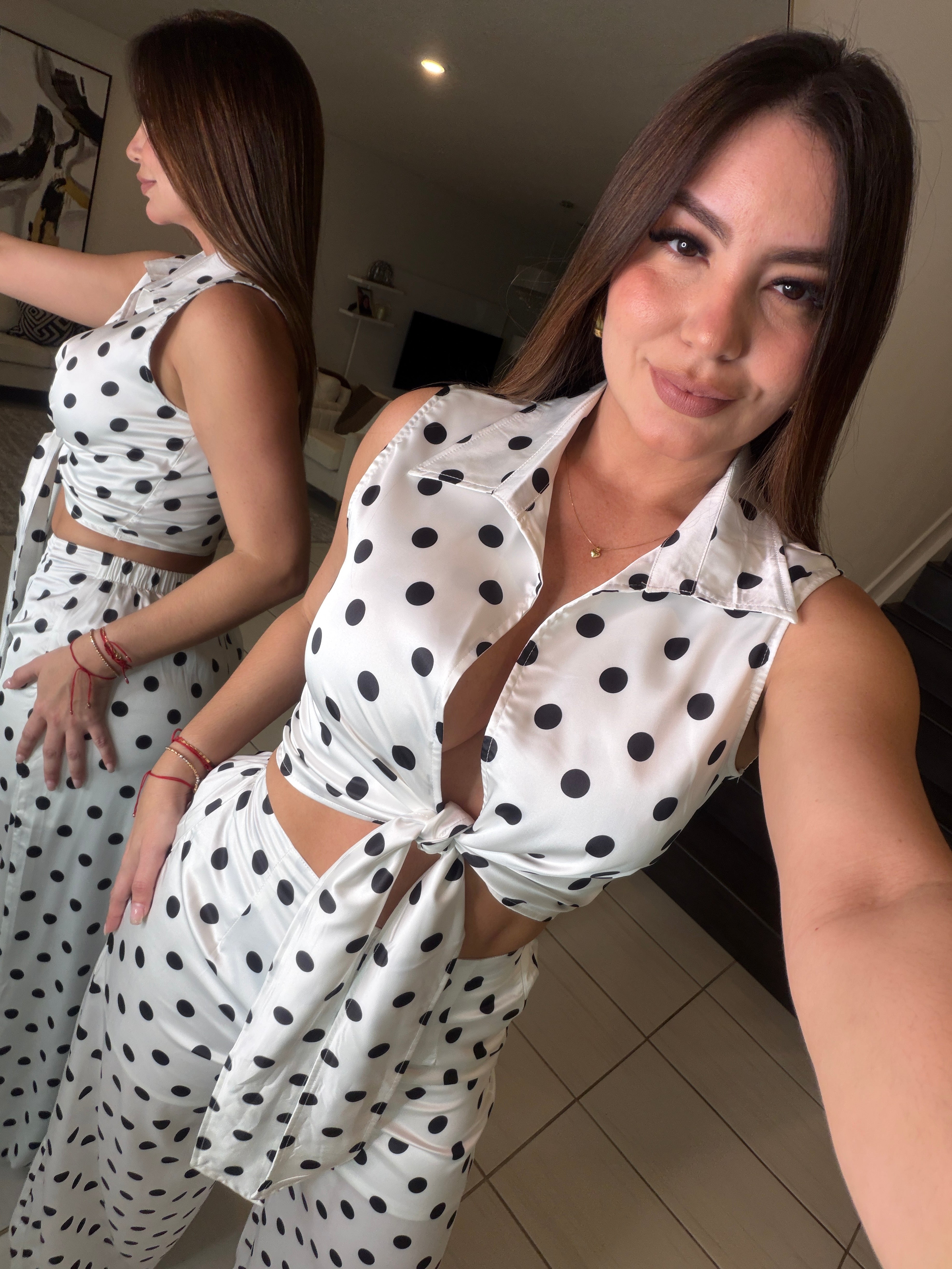 Sweet Polka Dots White Balloon Pant Set